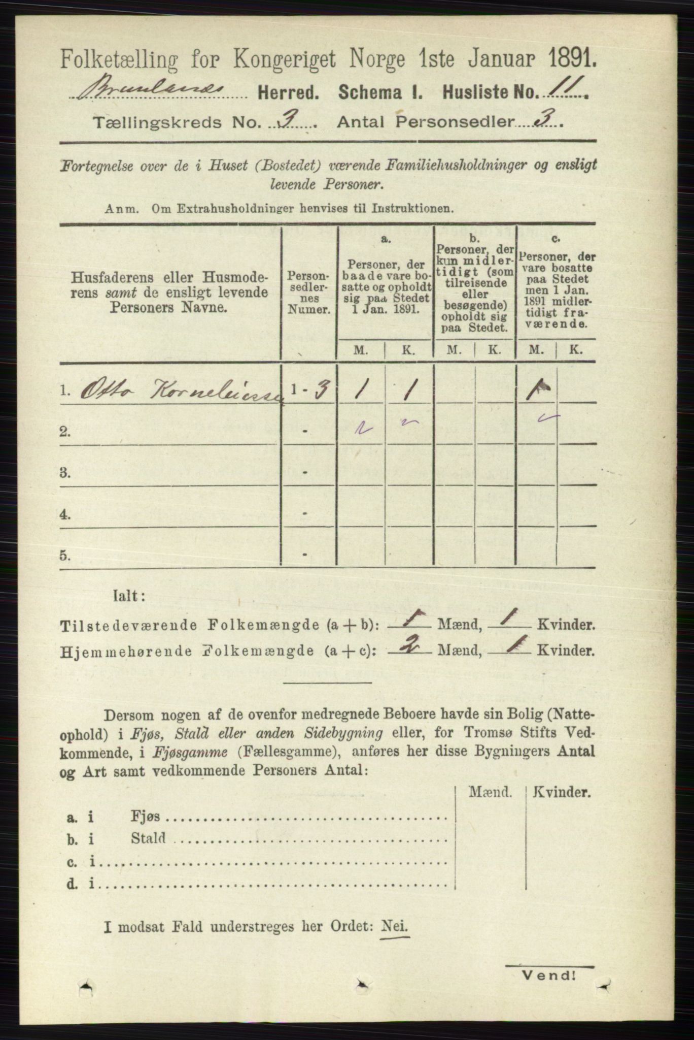 RA, 1891 census for 0726 Brunlanes, 1891, p. 1287