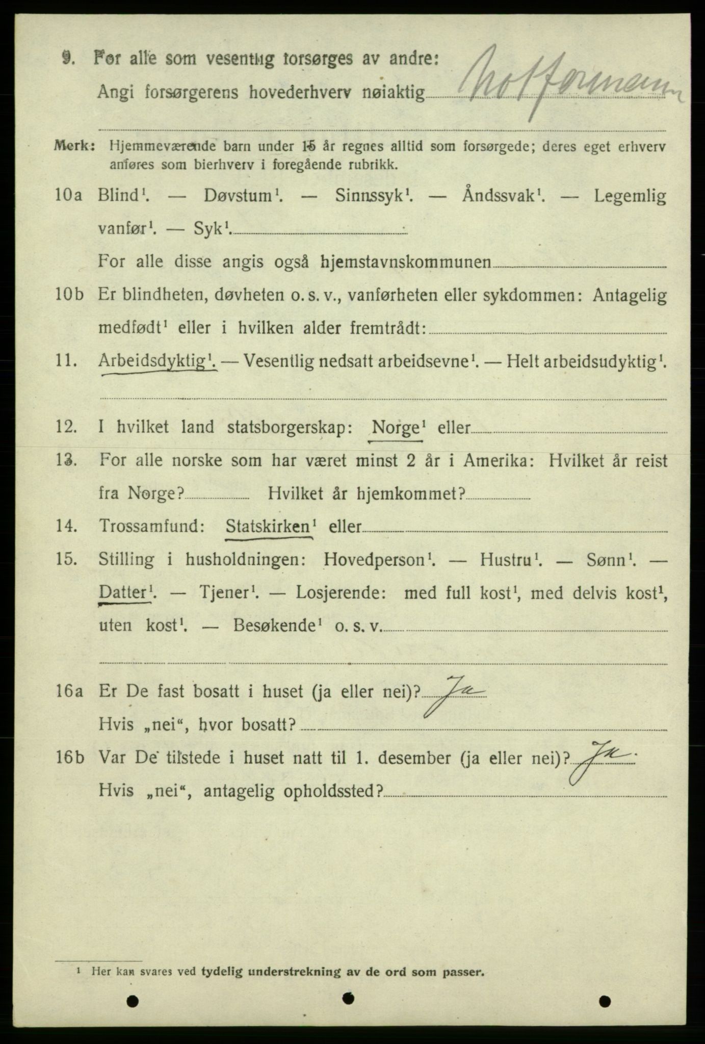 SAB, 1920 census for Varaldsøy, 1920, p. 1254