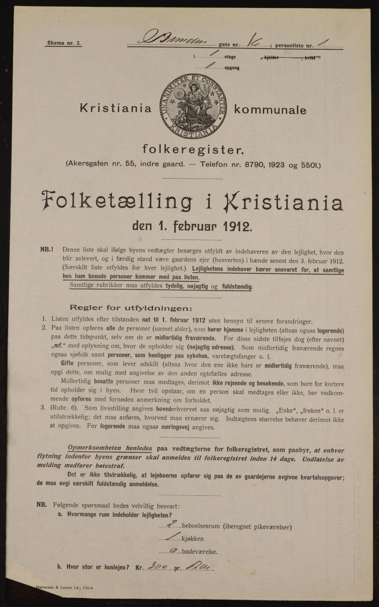 OBA, Municipal Census 1912 for Kristiania, 1912, p. 8608