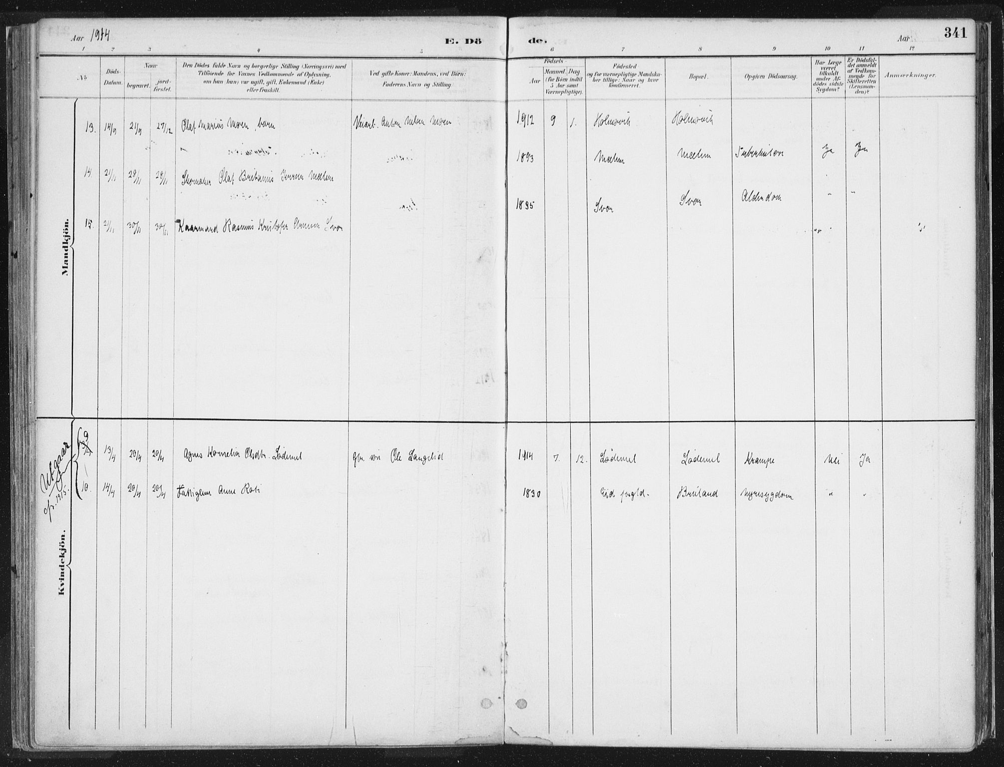 Hornindal sokneprestembete, AV/SAB-A-82401/H/Haa/Haaa/L0003/0002: Parish register (official) no. A 3B, 1885-1917, p. 341