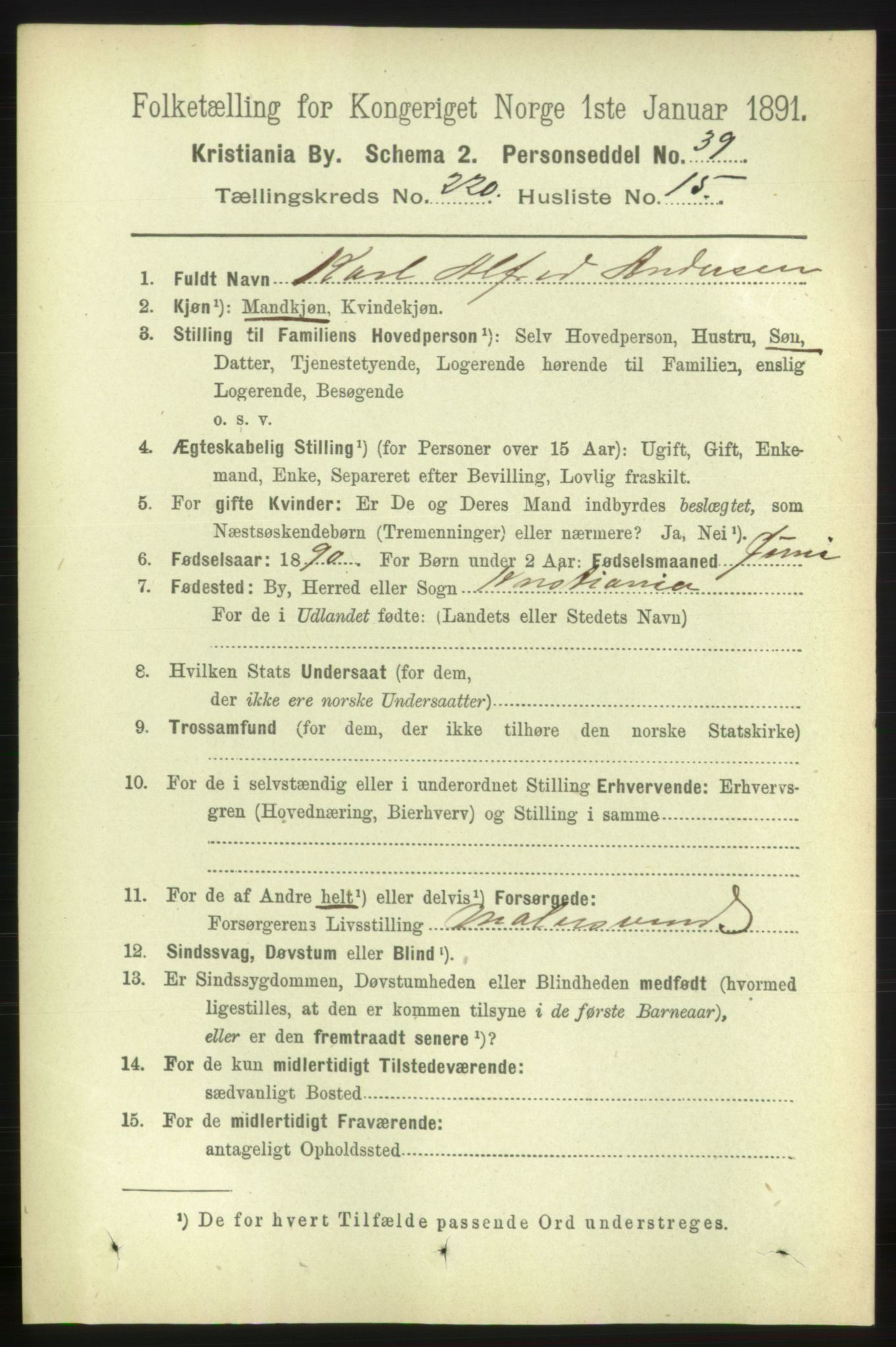 RA, 1891 census for 0301 Kristiania, 1891, p. 131437