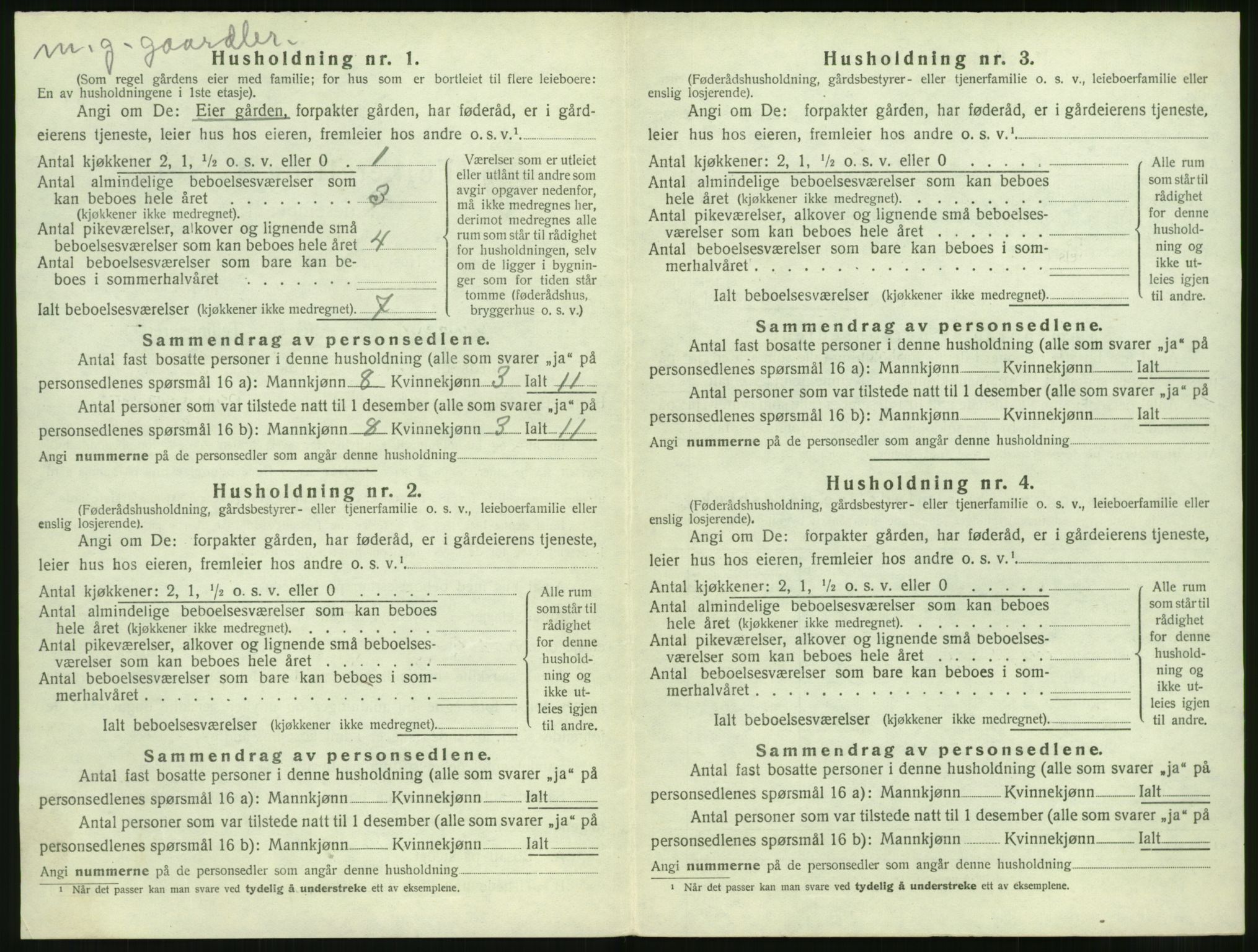 SAT, 1920 census for Vatne, 1920, p. 461