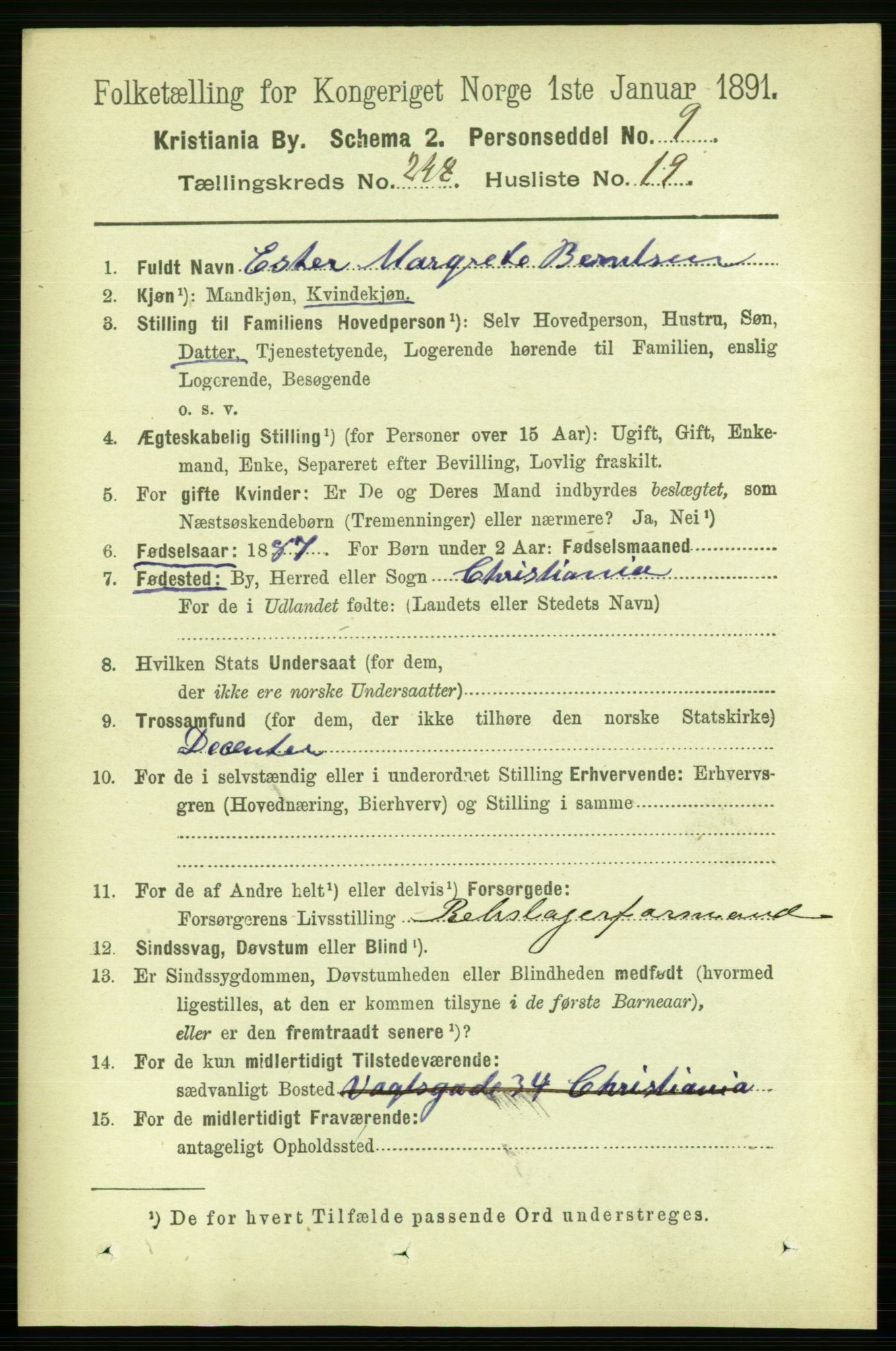 RA, 1891 census for 0301 Kristiania, 1891, p. 151981