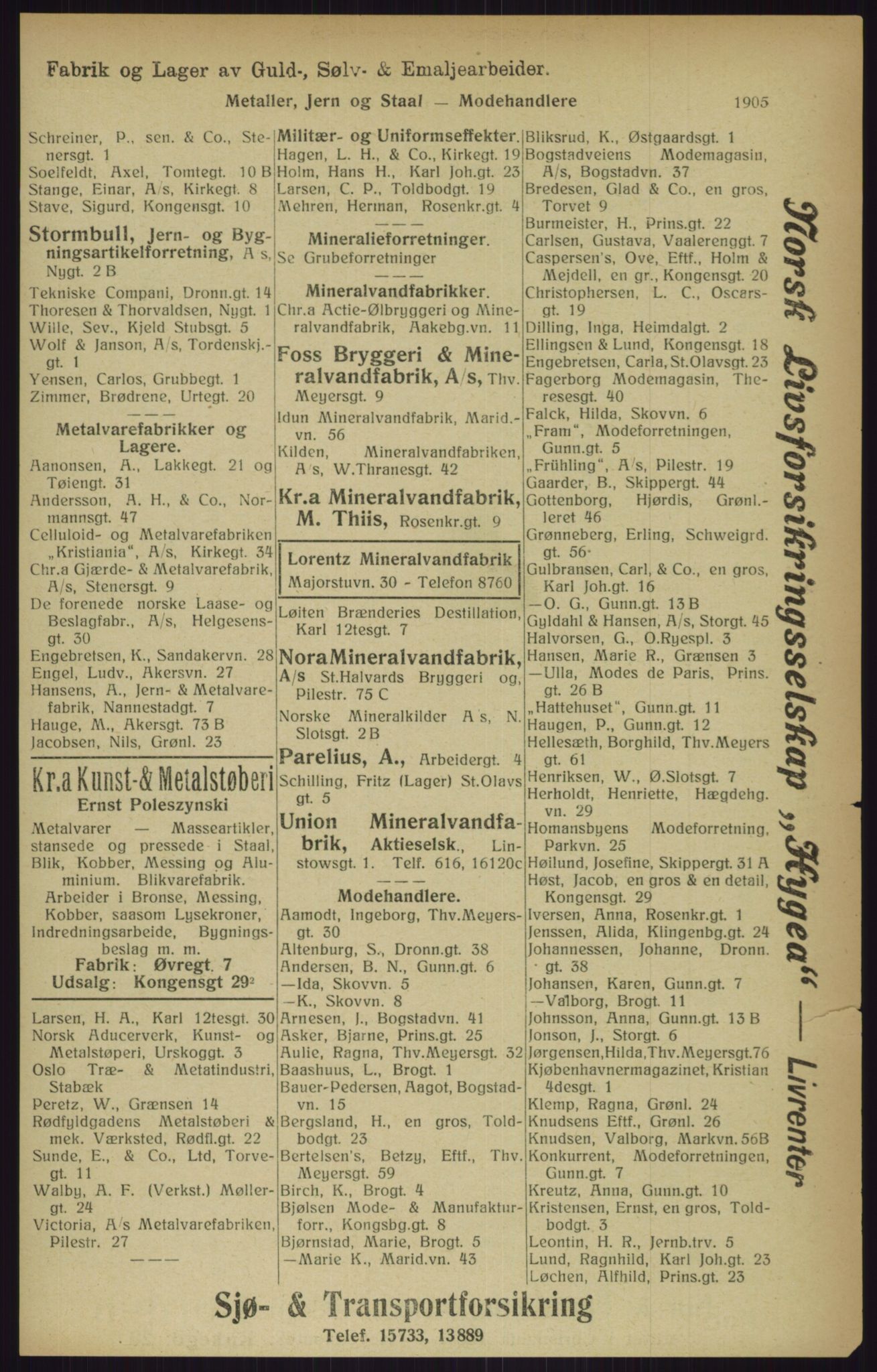 Kristiania/Oslo adressebok, PUBL/-, 1916, p. 1905