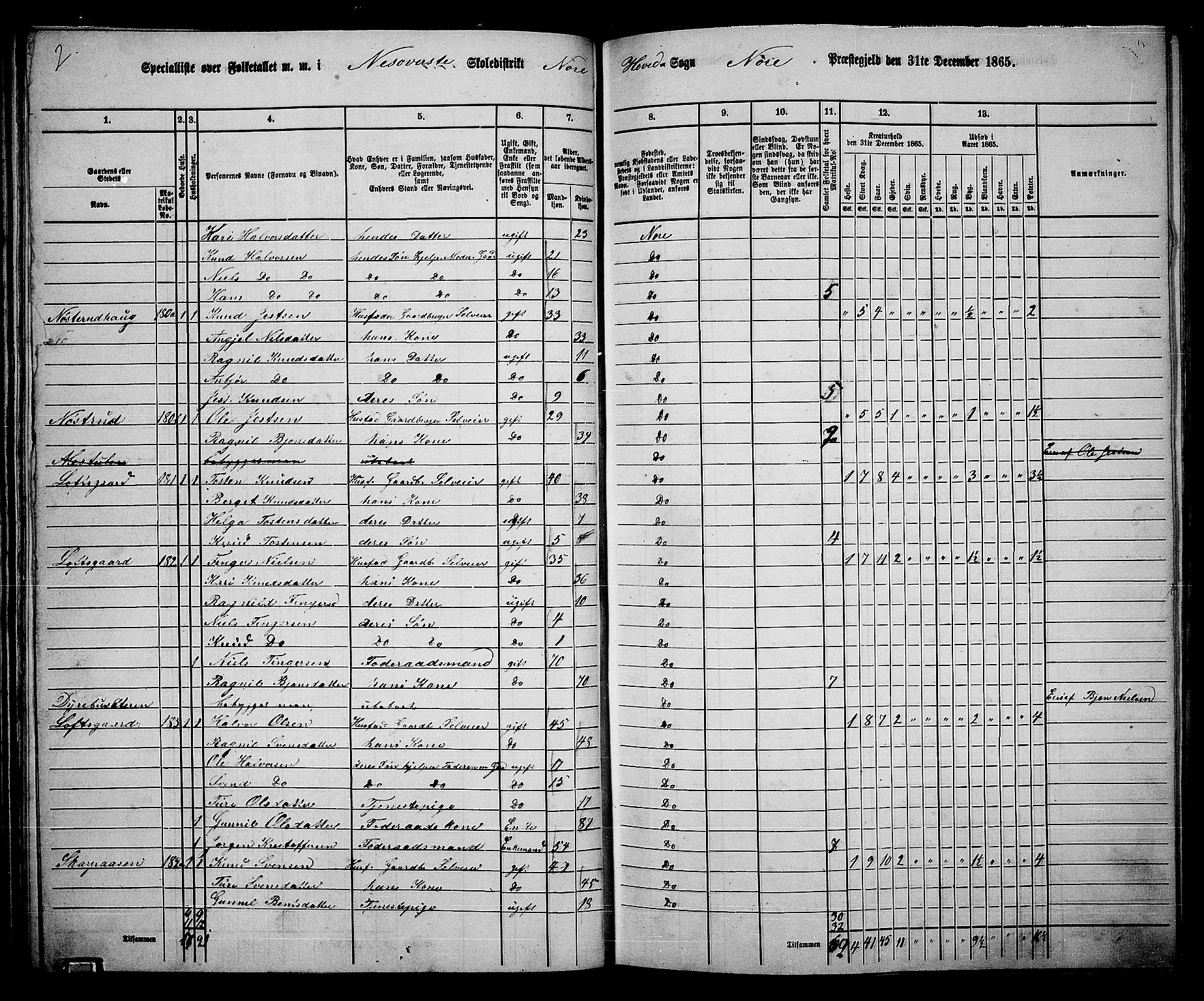 RA, 1865 census for Nore, 1865, p. 52