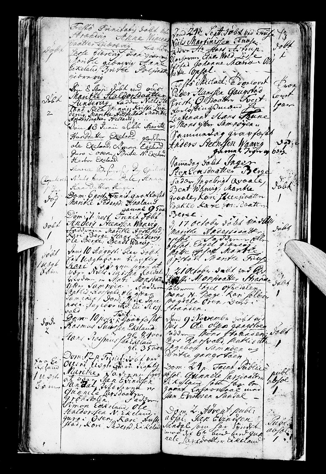 Os sokneprestembete, SAB/A-99929: Parish register (official) no. A 7, 1723-1760, p. 43