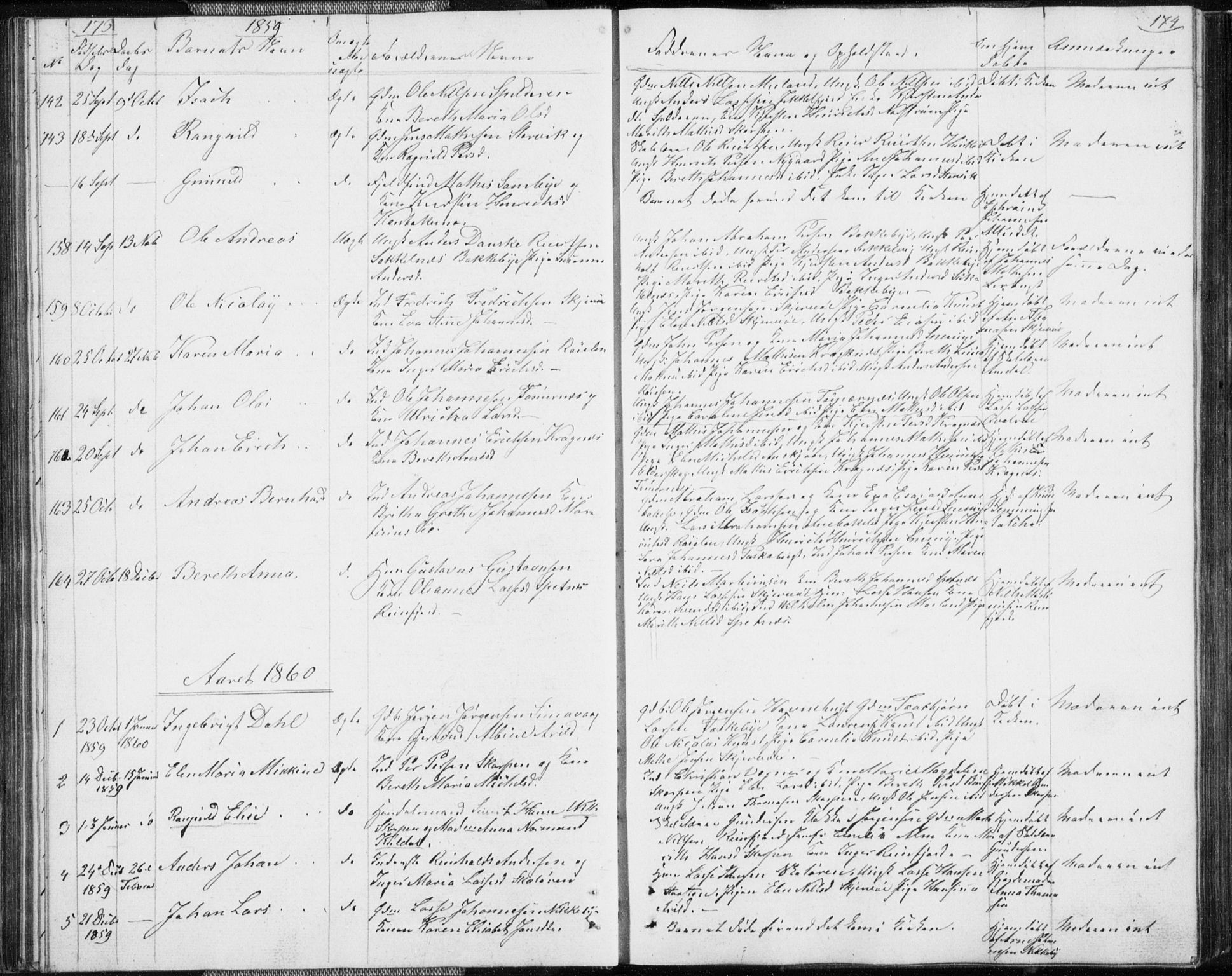 Skjervøy sokneprestkontor, SATØ/S-1300/H/Ha/Hab/L0003klokker: Parish register (copy) no. 3, 1849-1861, p. 173-174
