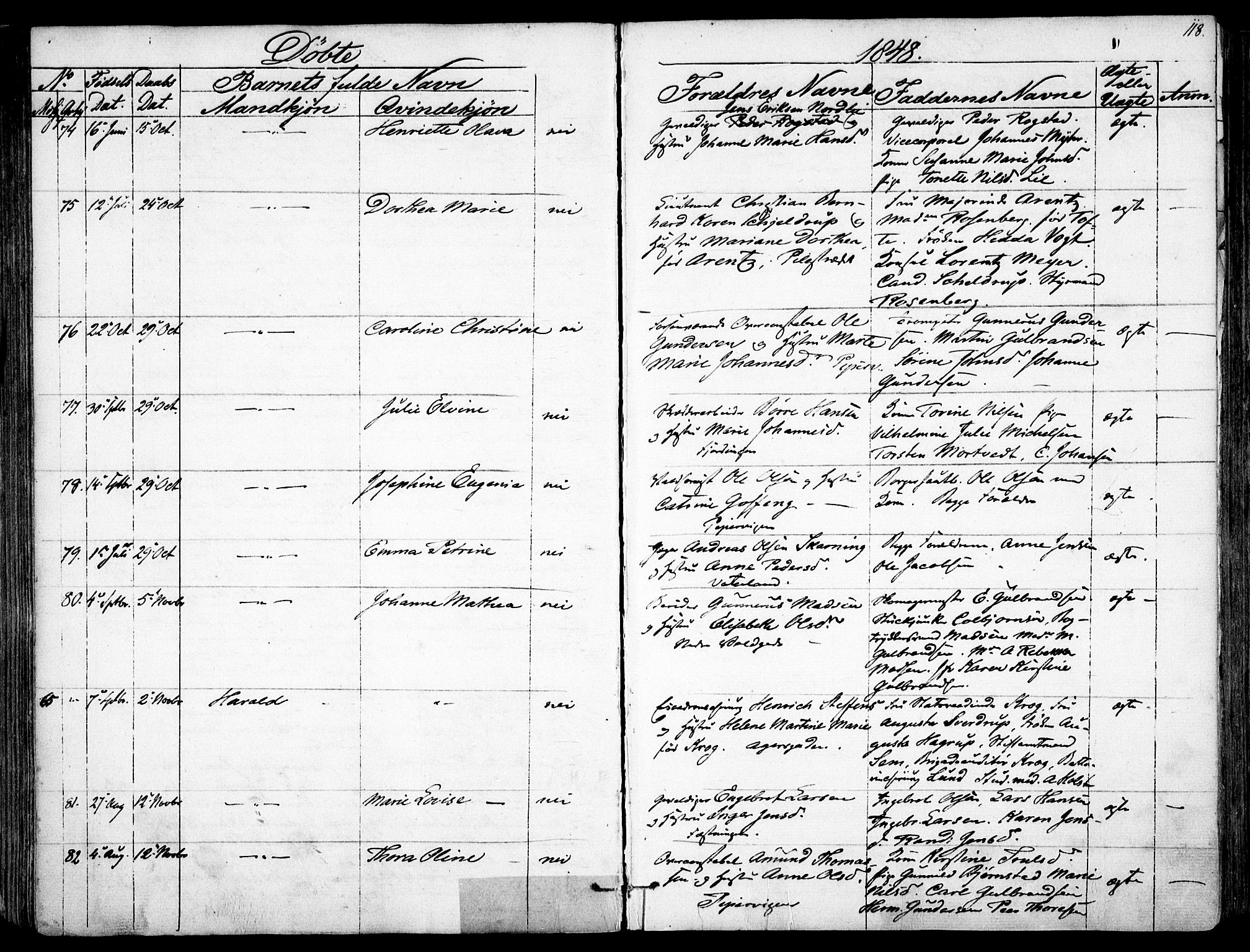 Garnisonsmenigheten Kirkebøker, AV/SAO-A-10846/F/Fa/L0008: Parish register (official) no. 8, 1842-1859, p. 118