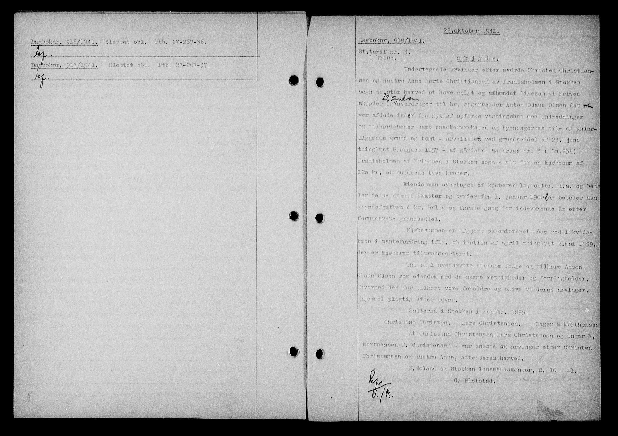Nedenes sorenskriveri, SAK/1221-0006/G/Gb/Gba/L0048: Mortgage book no. A-II, 1940-1941, Diary no: : 918/1941