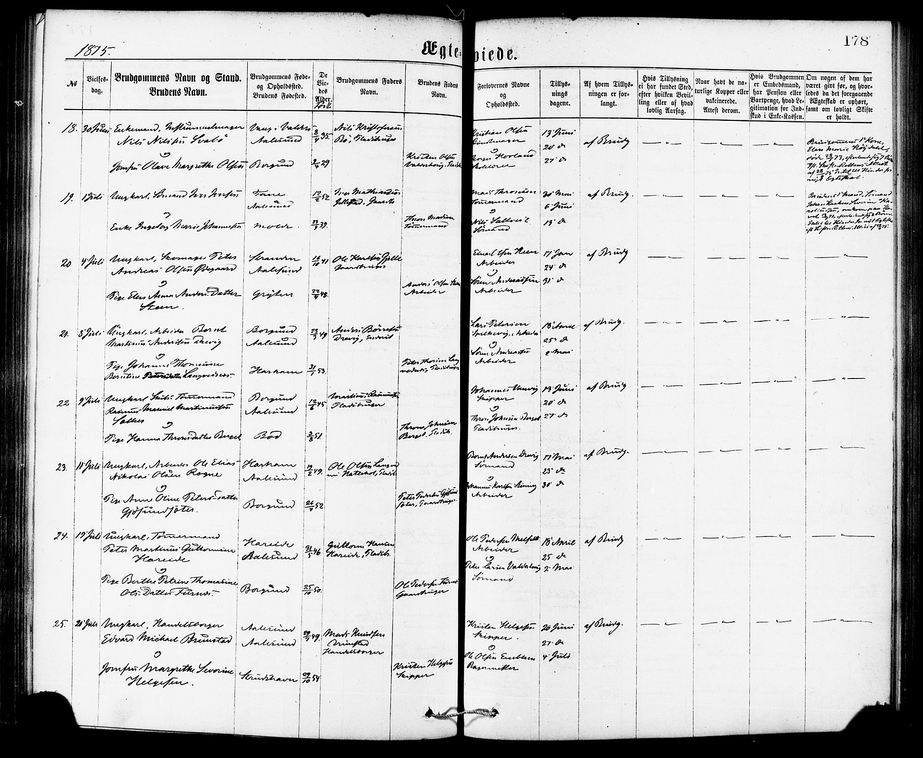 Ministerialprotokoller, klokkerbøker og fødselsregistre - Møre og Romsdal, AV/SAT-A-1454/529/L0453: Parish register (official) no. 529A03, 1872-1877, p. 178