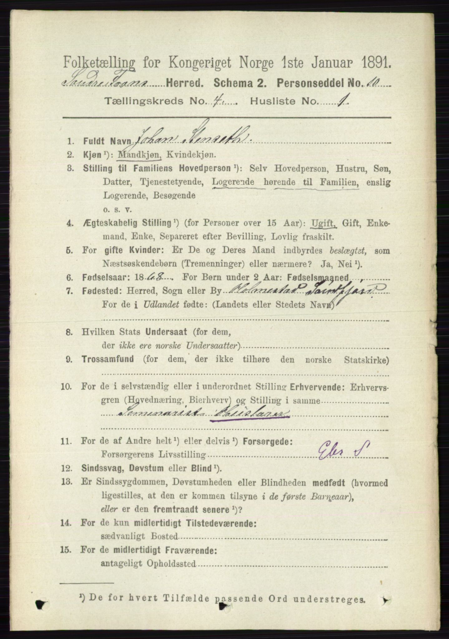 RA, 1891 census for 0519 Sør-Fron, 1891, p. 1424