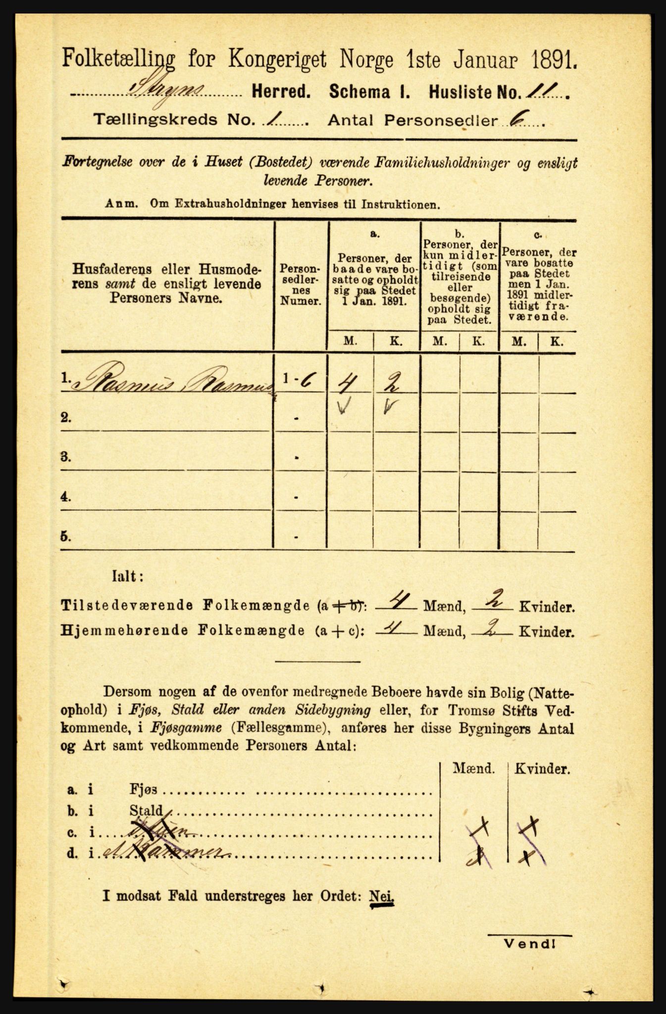 RA, 1891 census for 1448 Stryn, 1891, p. 39