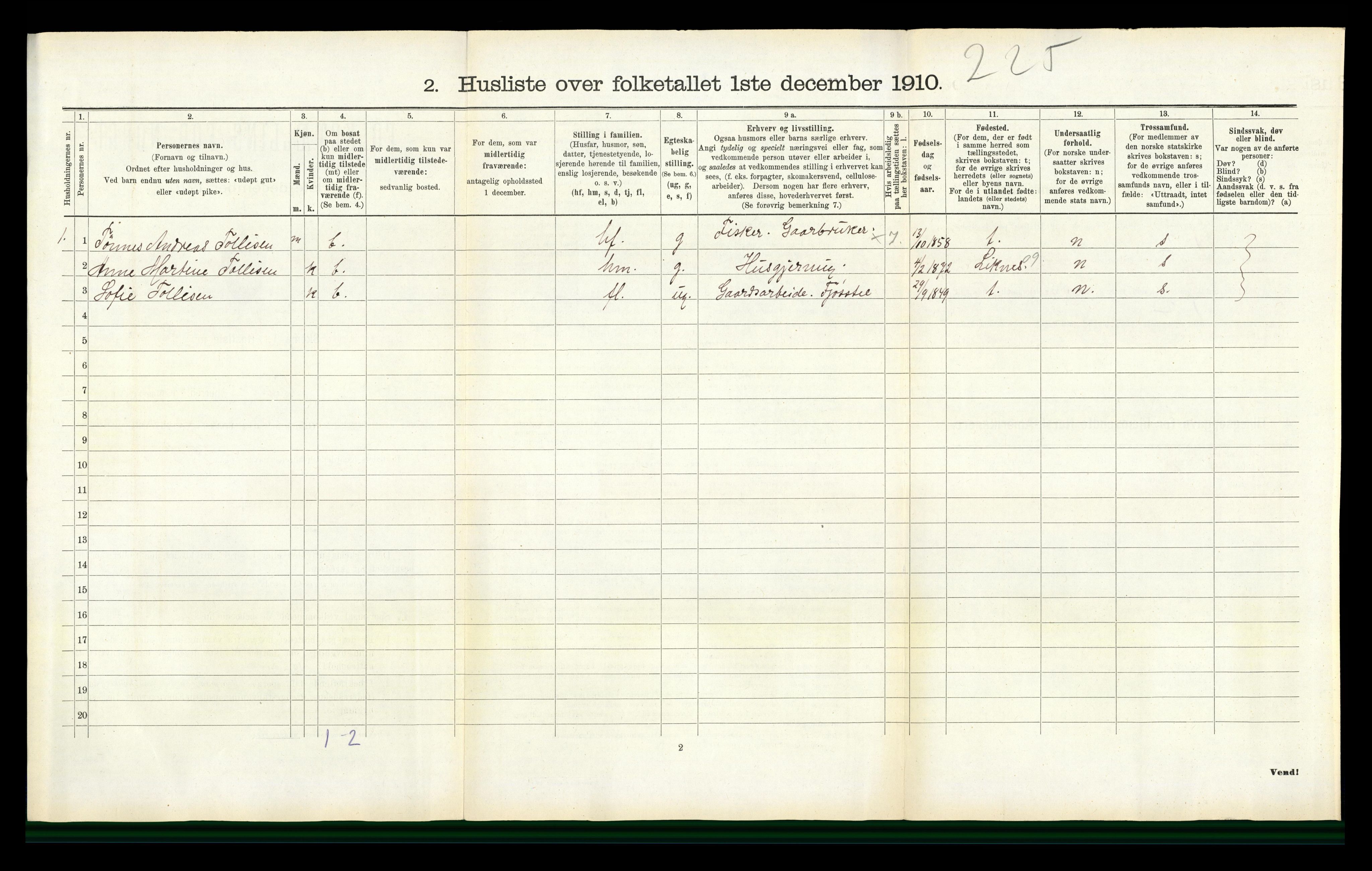 RA, 1910 census for Vanse, 1910, p. 200