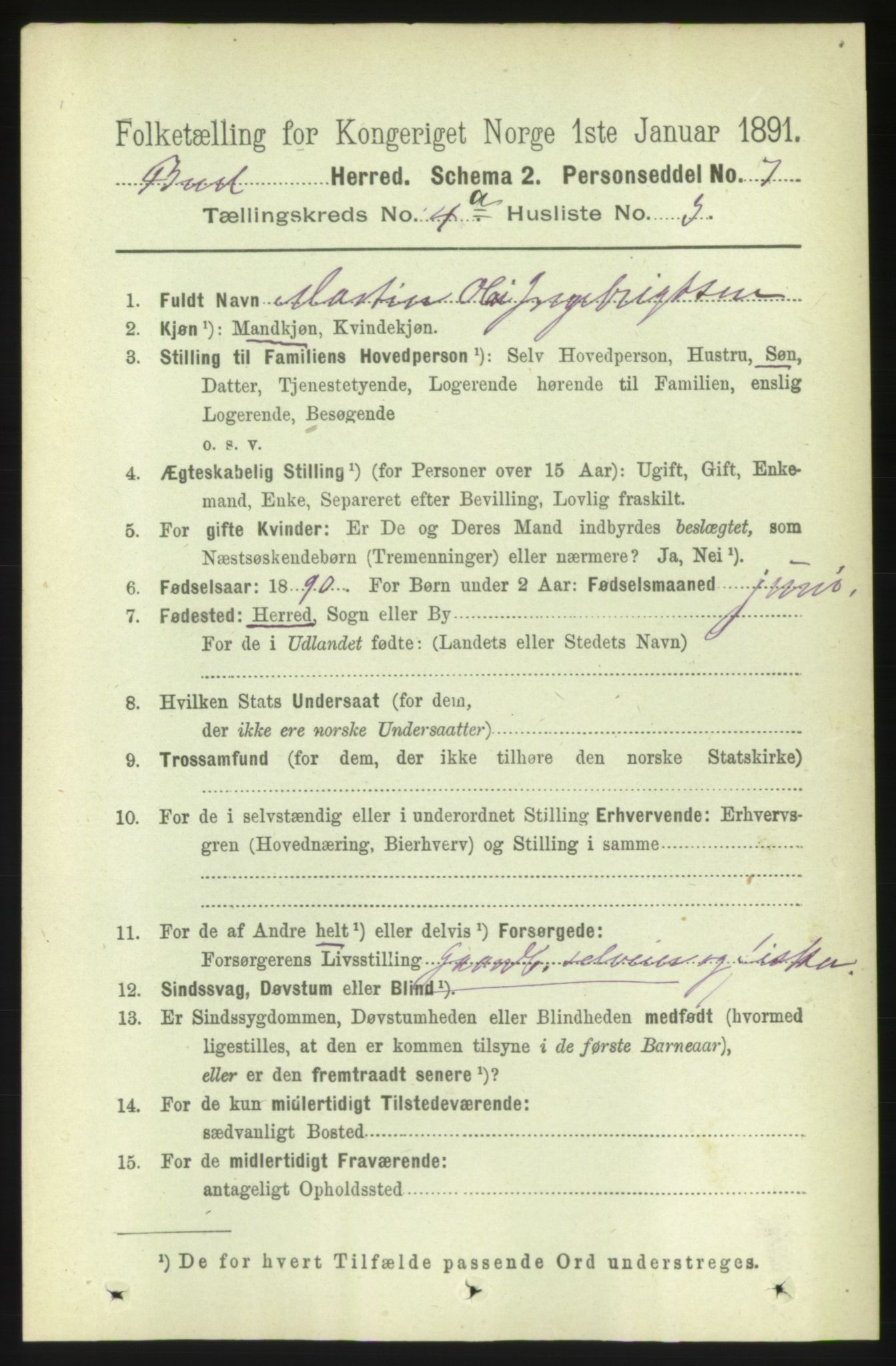 RA, 1891 census for 1549 Bud, 1891, p. 2182