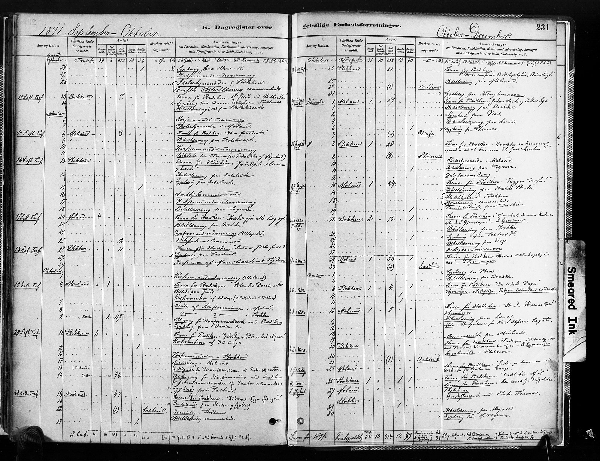 Austre Moland sokneprestkontor, SAK/1111-0001/F/Fa/Faa/L0010: Parish register (official) no. A 10, 1880-1904, p. 231