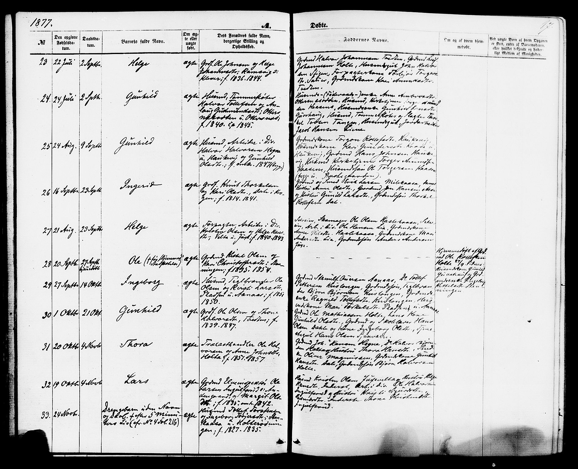 Sauherad kirkebøker, AV/SAKO-A-298/F/Fa/L0008: Parish register (official) no. I 8, 1873-1886, p. 17