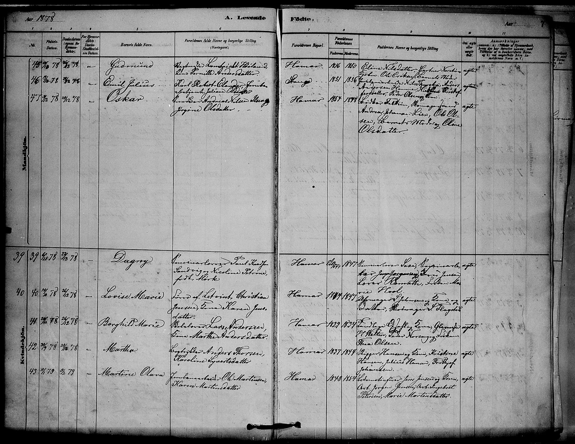 Vang prestekontor, Hedmark, SAH/PREST-008/H/Ha/Hab/L0012: Parish register (copy) no. 12, 1878-1889, p. 7
