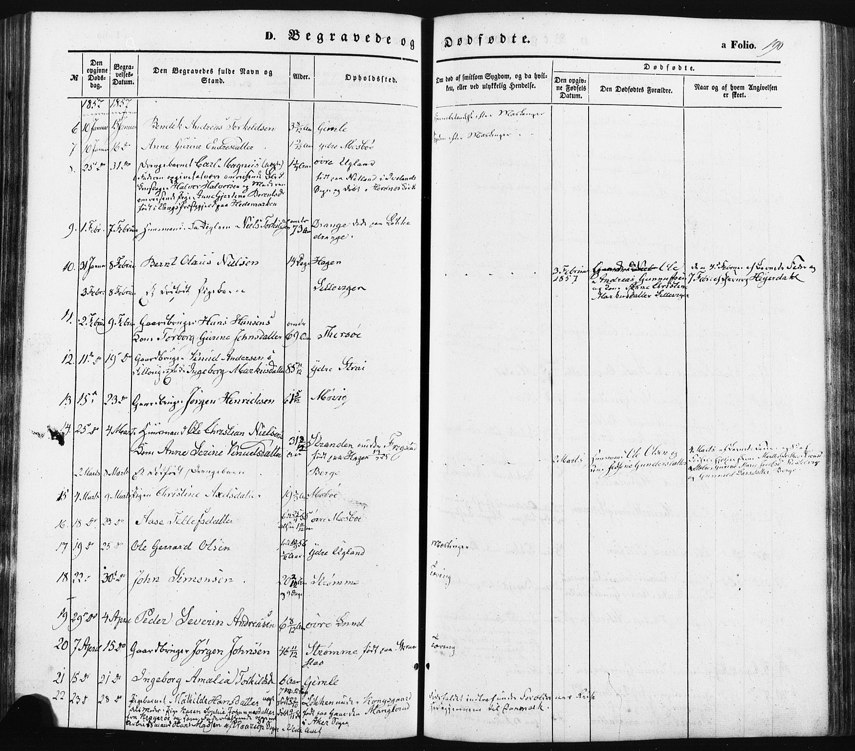 Oddernes sokneprestkontor, SAK/1111-0033/F/Fa/Faa/L0007: Parish register (official) no. A 7, 1851-1863, p. 190