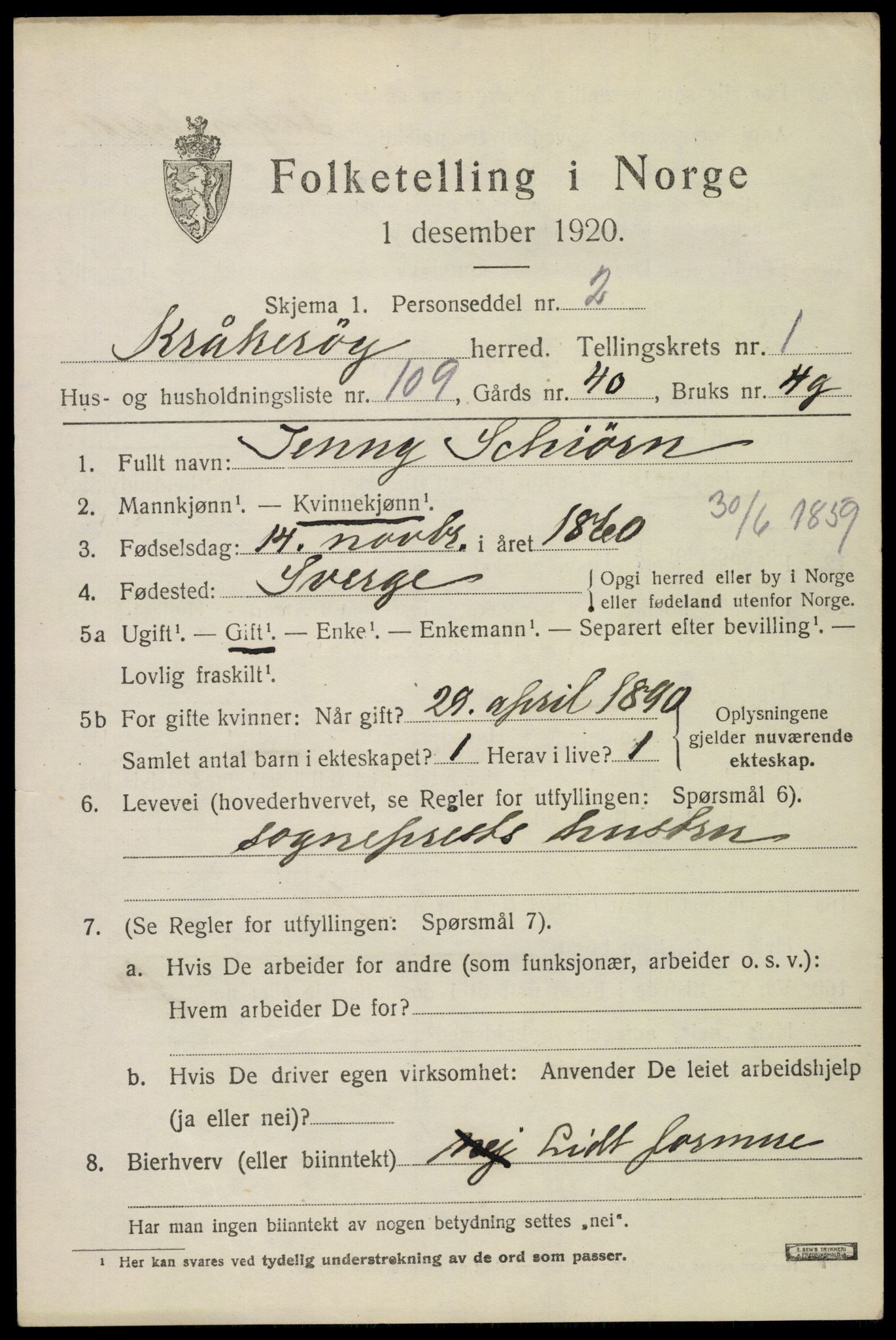 SAO, 1920 census for Kråkerøy, 1920, p. 2586