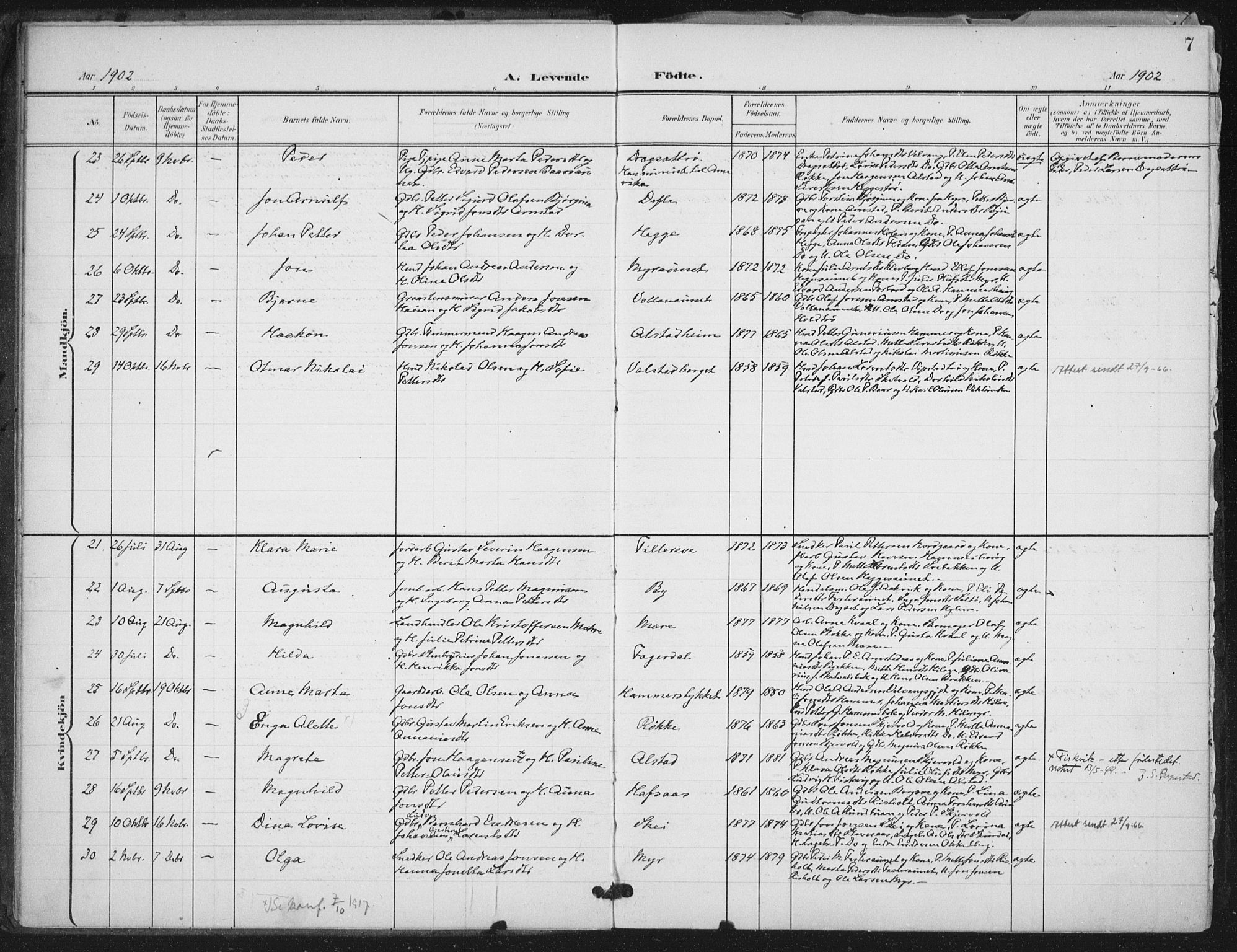 Ministerialprotokoller, klokkerbøker og fødselsregistre - Nord-Trøndelag, AV/SAT-A-1458/712/L0101: Parish register (official) no. 712A02, 1901-1916, p. 7