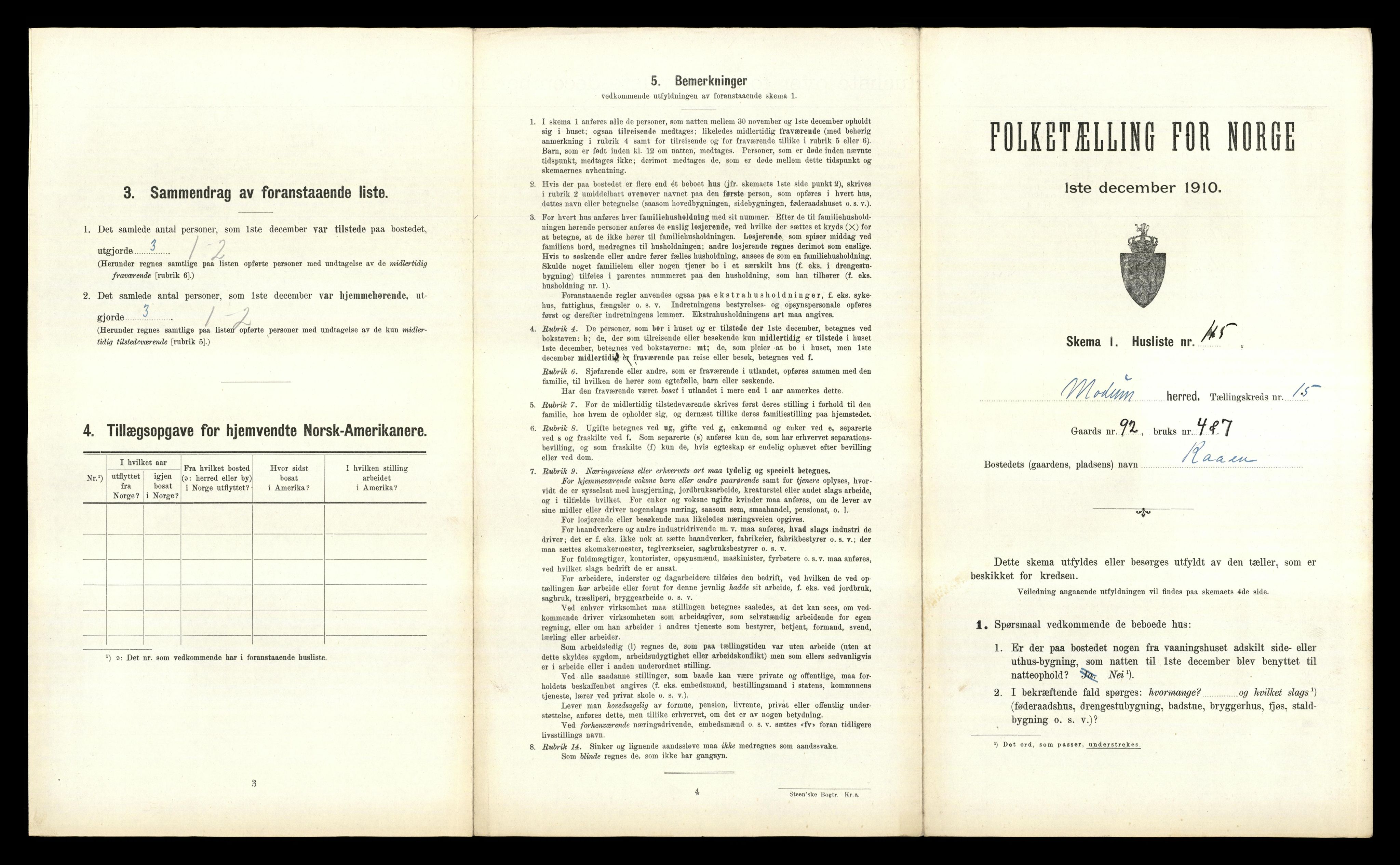 RA, 1910 census for Modum, 1910, p. 2704