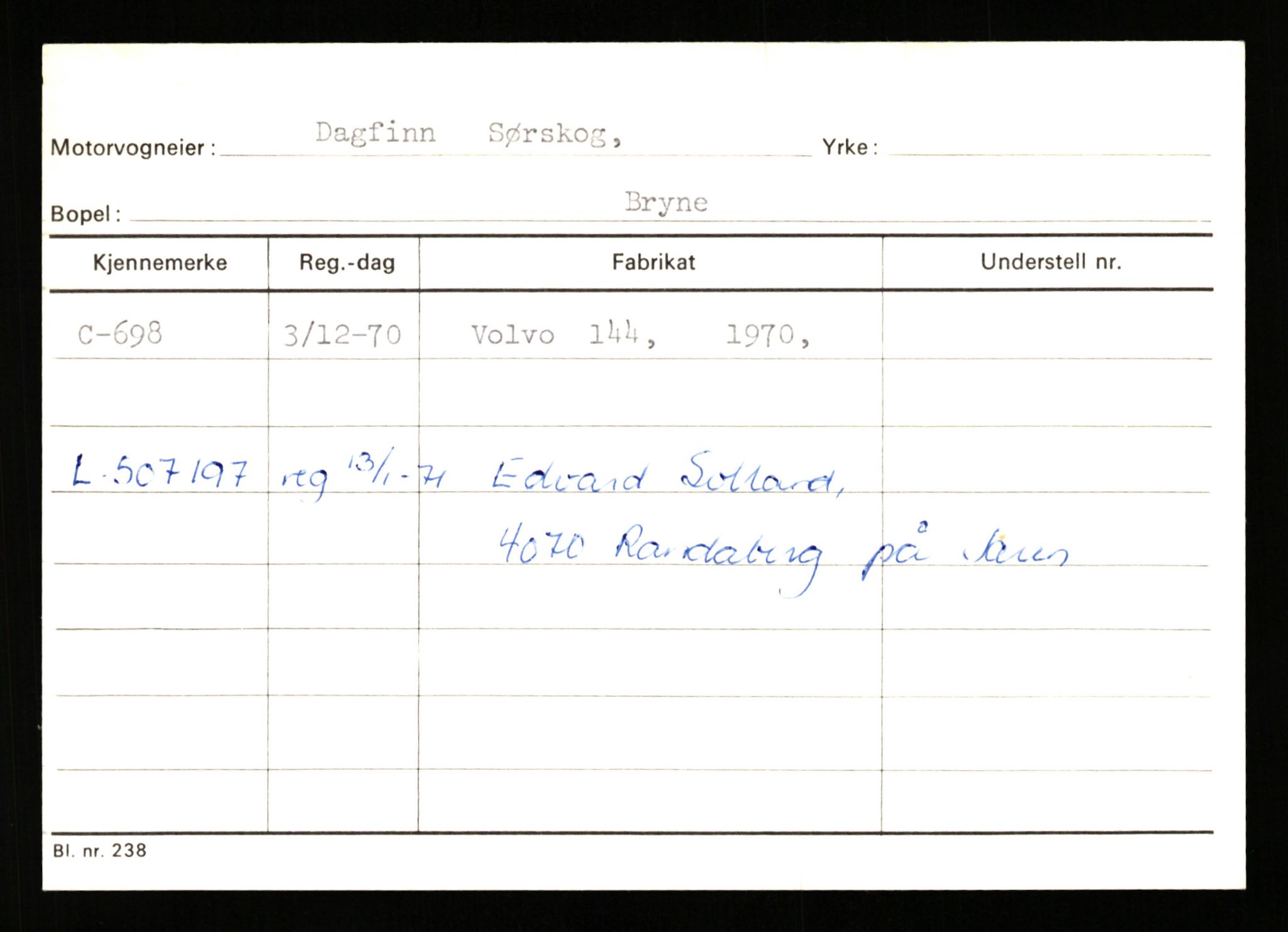 Stavanger trafikkstasjon, SAST/A-101942/0/G/L0001: Registreringsnummer: 0 - 5782, 1930-1971, p. 421