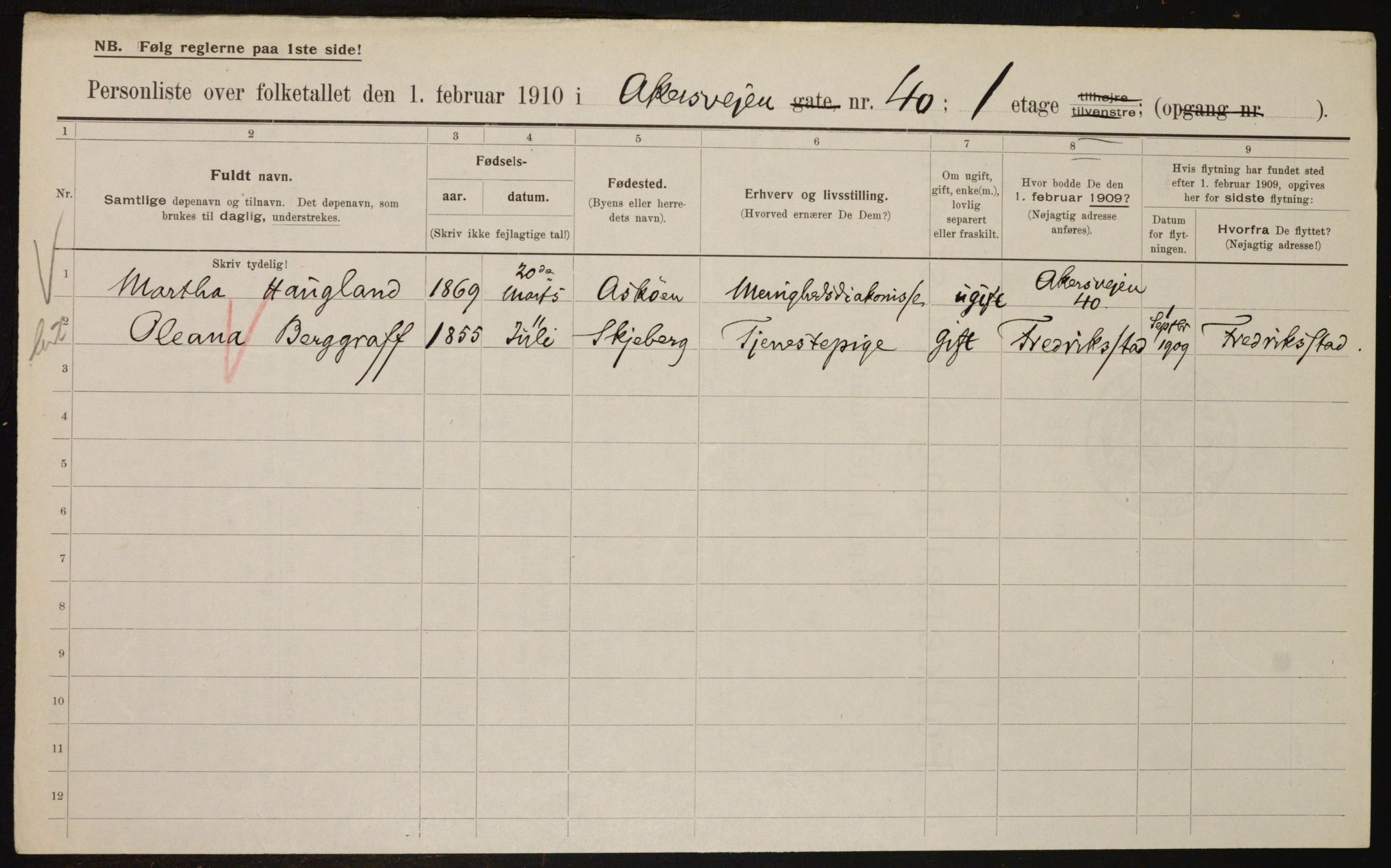 OBA, Municipal Census 1910 for Kristiania, 1910, p. 996