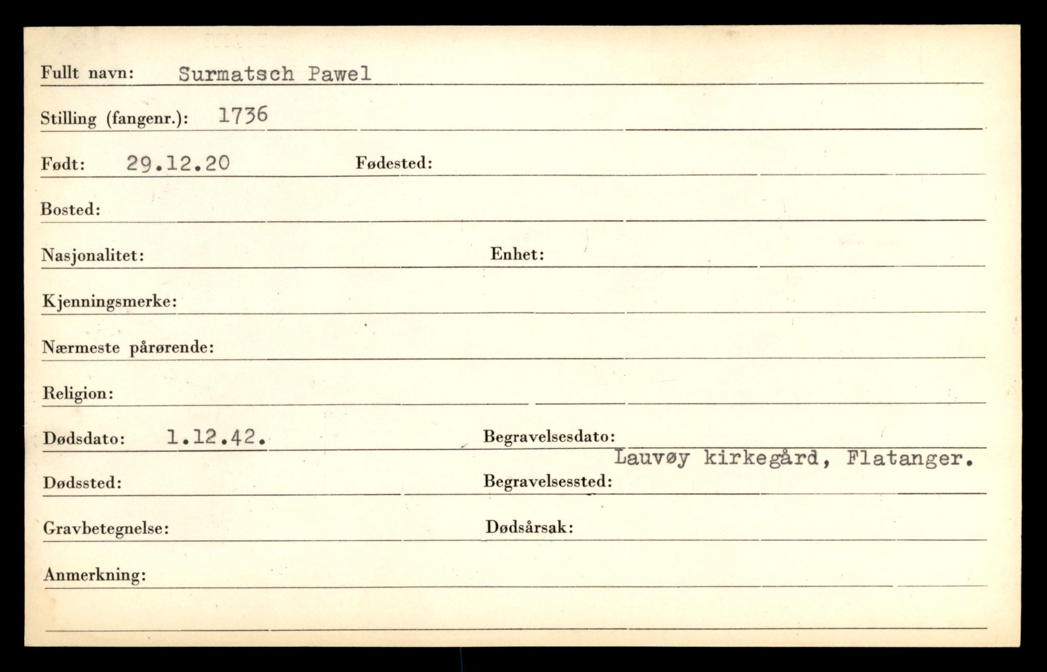 Distriktskontoret for krigsgraver, AV/SAT-A-5030/E/L0005: Kasett/kartotek over falne Britiske og tyske solater, samt andre nasjoners krigsgraver, 1945, p. 525