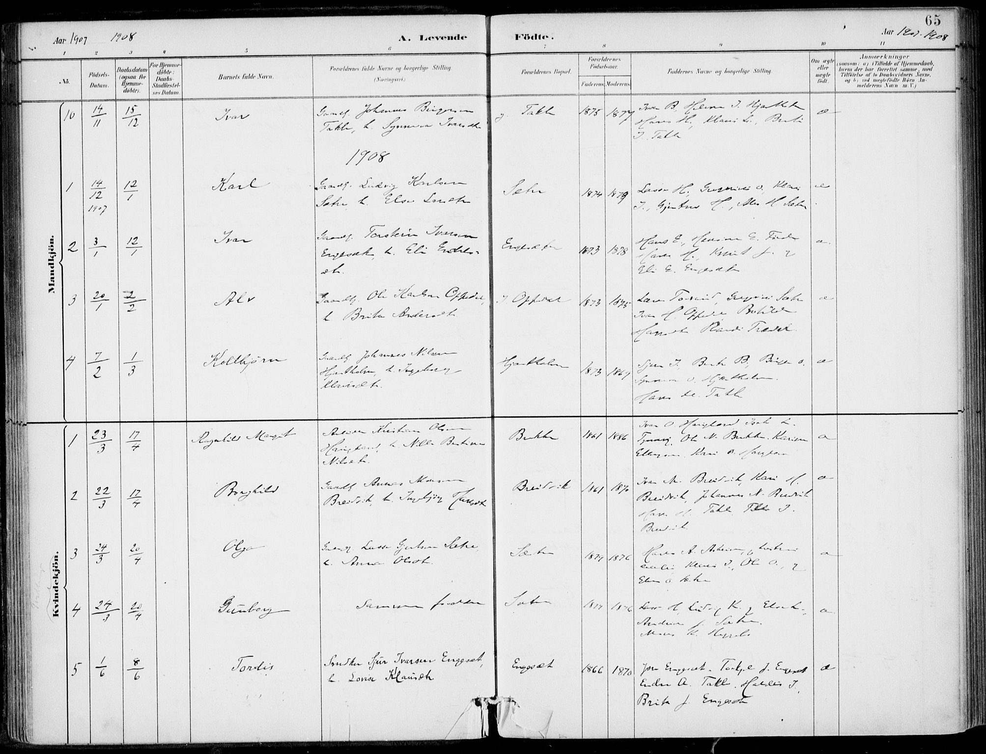 Gulen sokneprestembete, AV/SAB-A-80201/H/Haa/Haac/L0002: Parish register (official) no. C  2, 1882-1914, p. 65