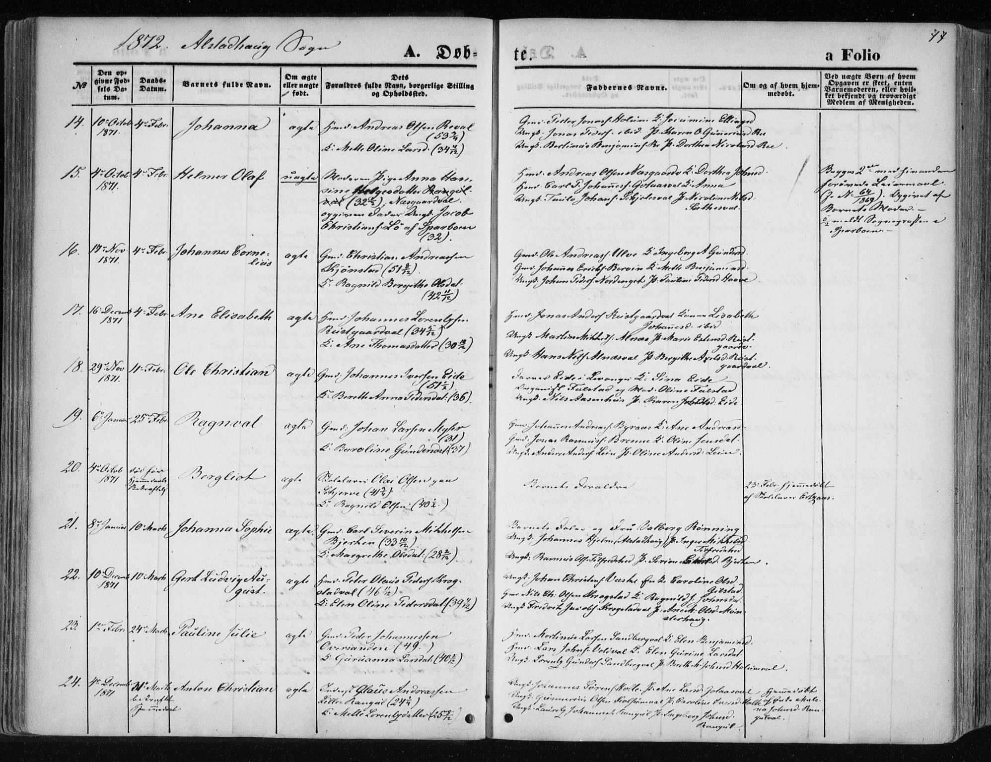 Ministerialprotokoller, klokkerbøker og fødselsregistre - Nord-Trøndelag, AV/SAT-A-1458/717/L0157: Parish register (official) no. 717A08 /1, 1863-1877, p. 77