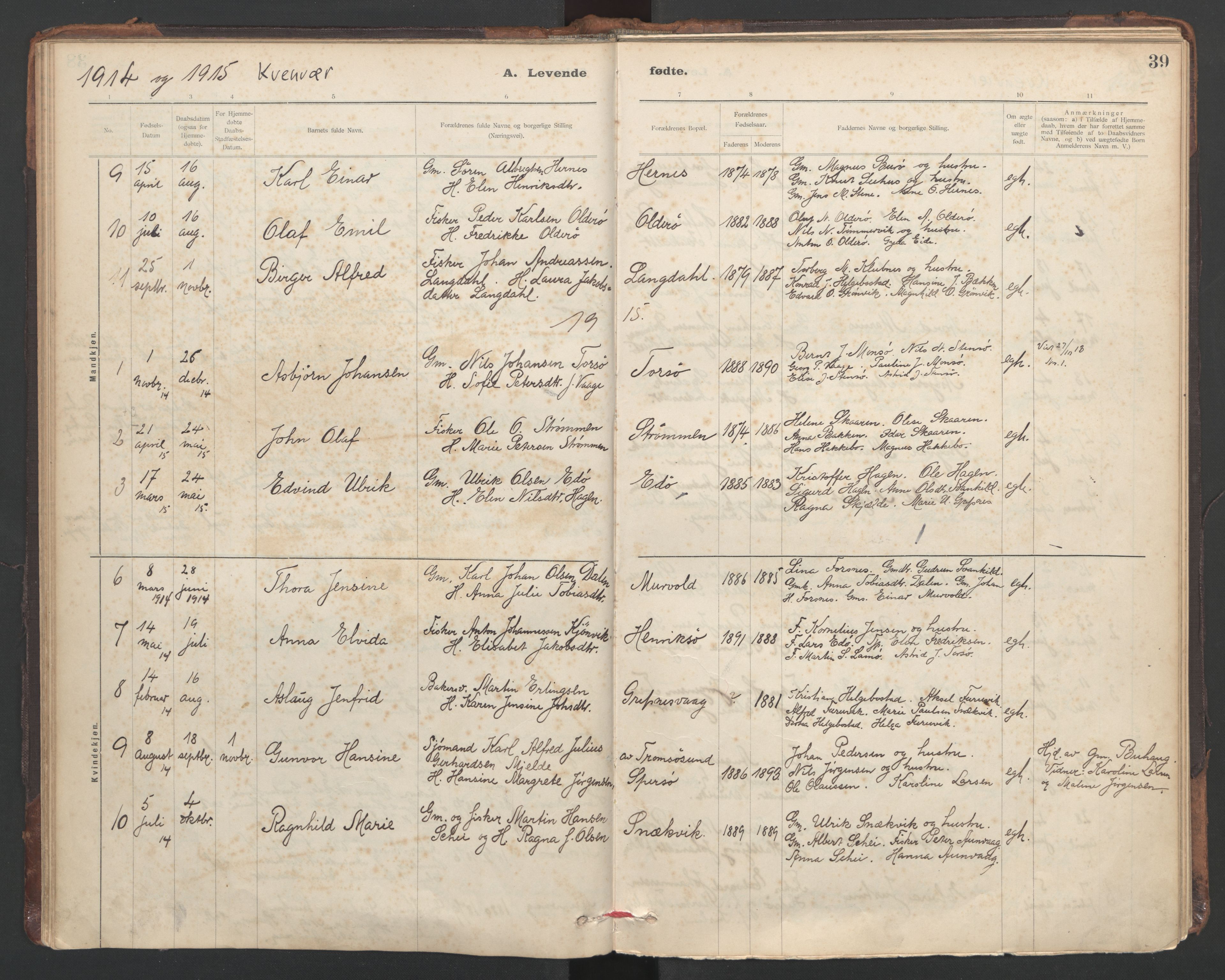 Ministerialprotokoller, klokkerbøker og fødselsregistre - Sør-Trøndelag, SAT/A-1456/635/L0552: Parish register (official) no. 635A02, 1899-1919, p. 39