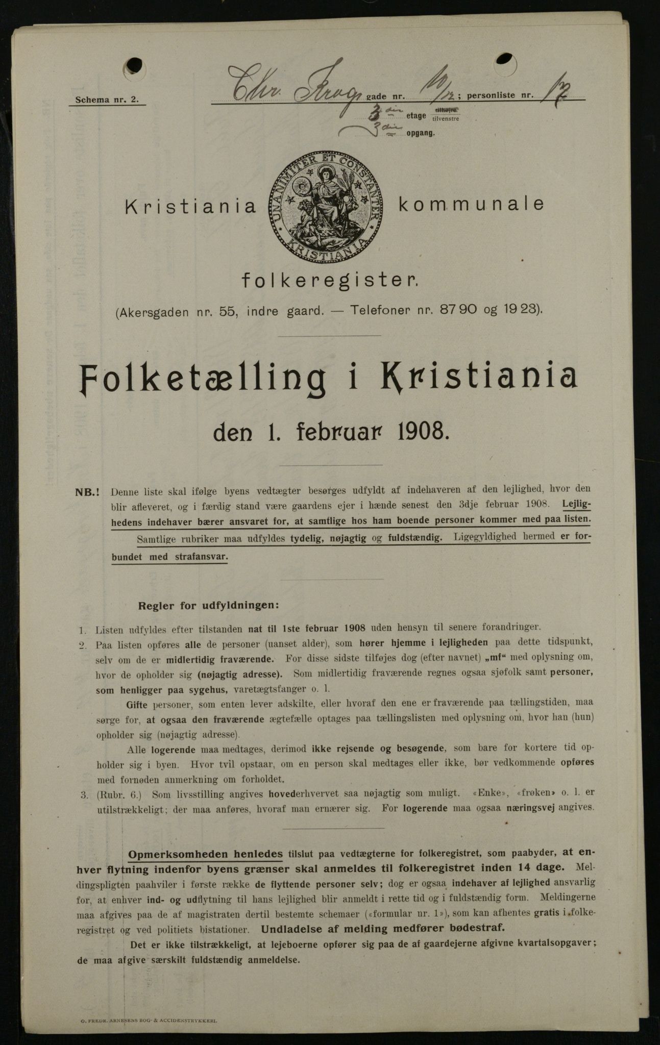 OBA, Municipal Census 1908 for Kristiania, 1908, p. 11079