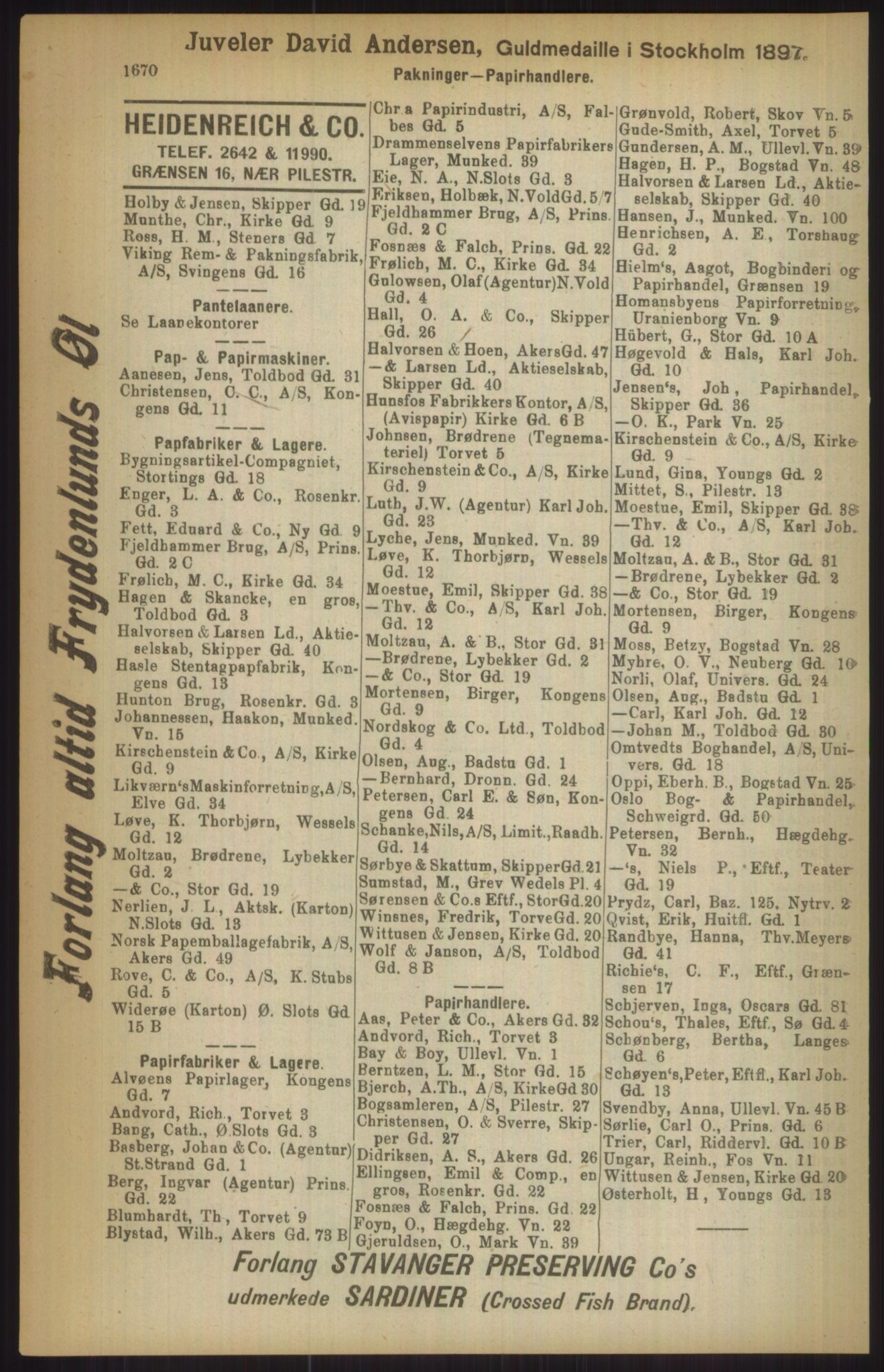 Kristiania/Oslo adressebok, PUBL/-, 1911, p. 1670