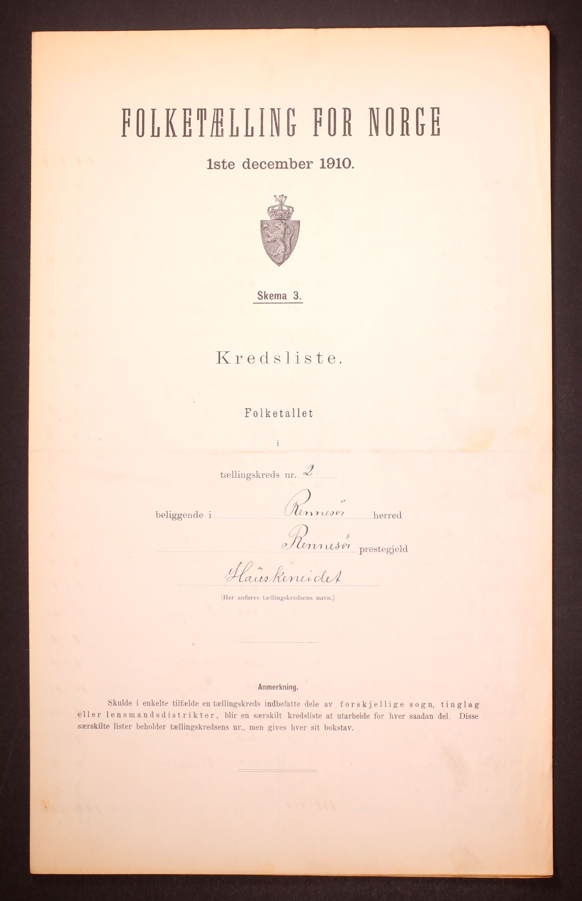RA, 1910 census for Rennesøy, 1910, p. 7