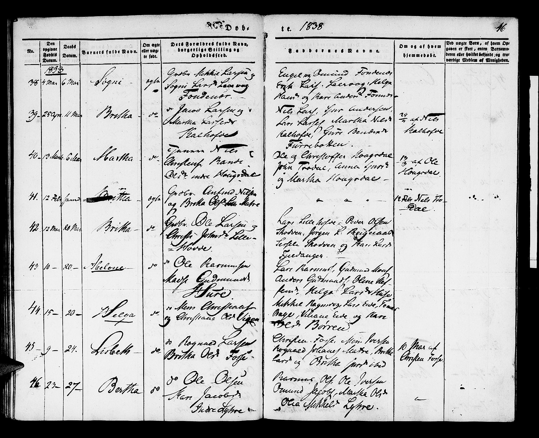 Lindås Sokneprestembete, AV/SAB-A-76701/H/Haa/Haaa/L0009: Parish register (official) no. A 9, 1835-1841, p. 46