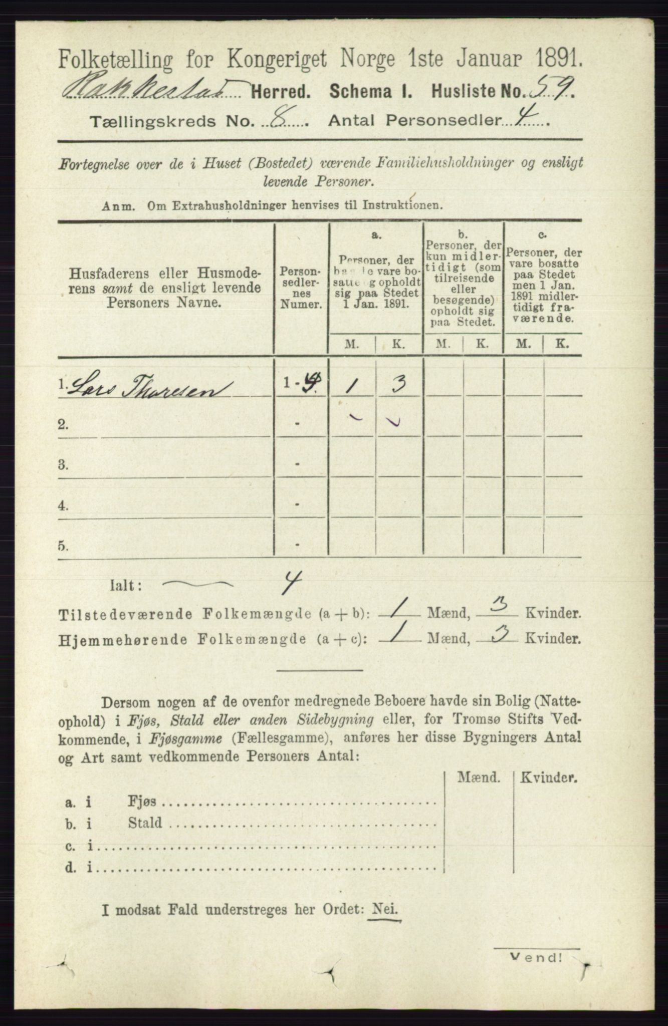 RA, 1891 census for 0128 Rakkestad, 1891, p. 3614