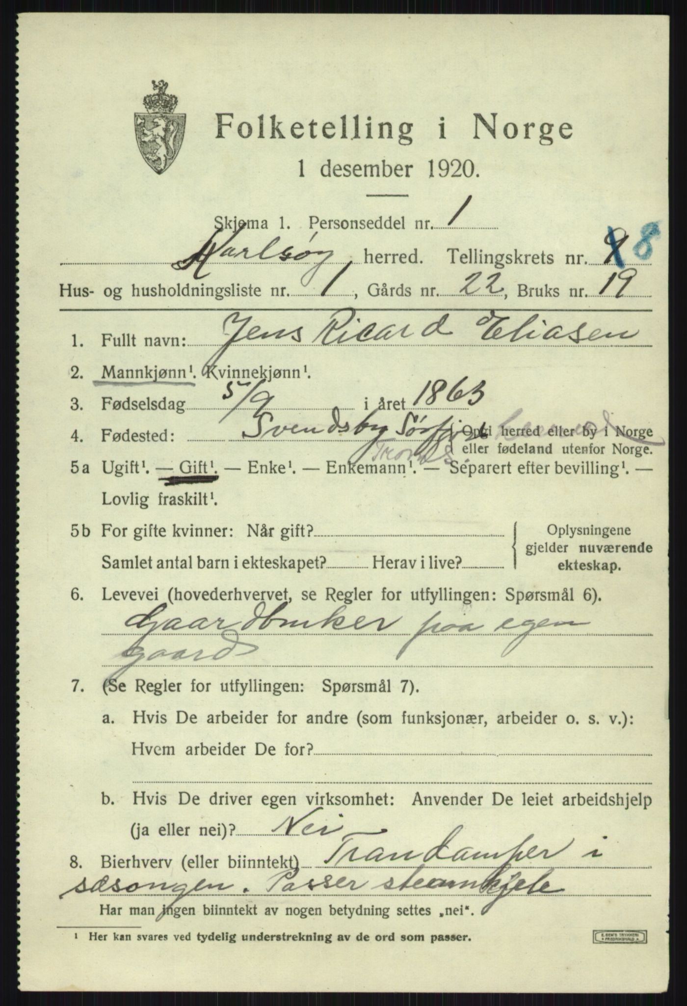 SATØ, 1920 census for Karlsøy, 1920, p. 2891