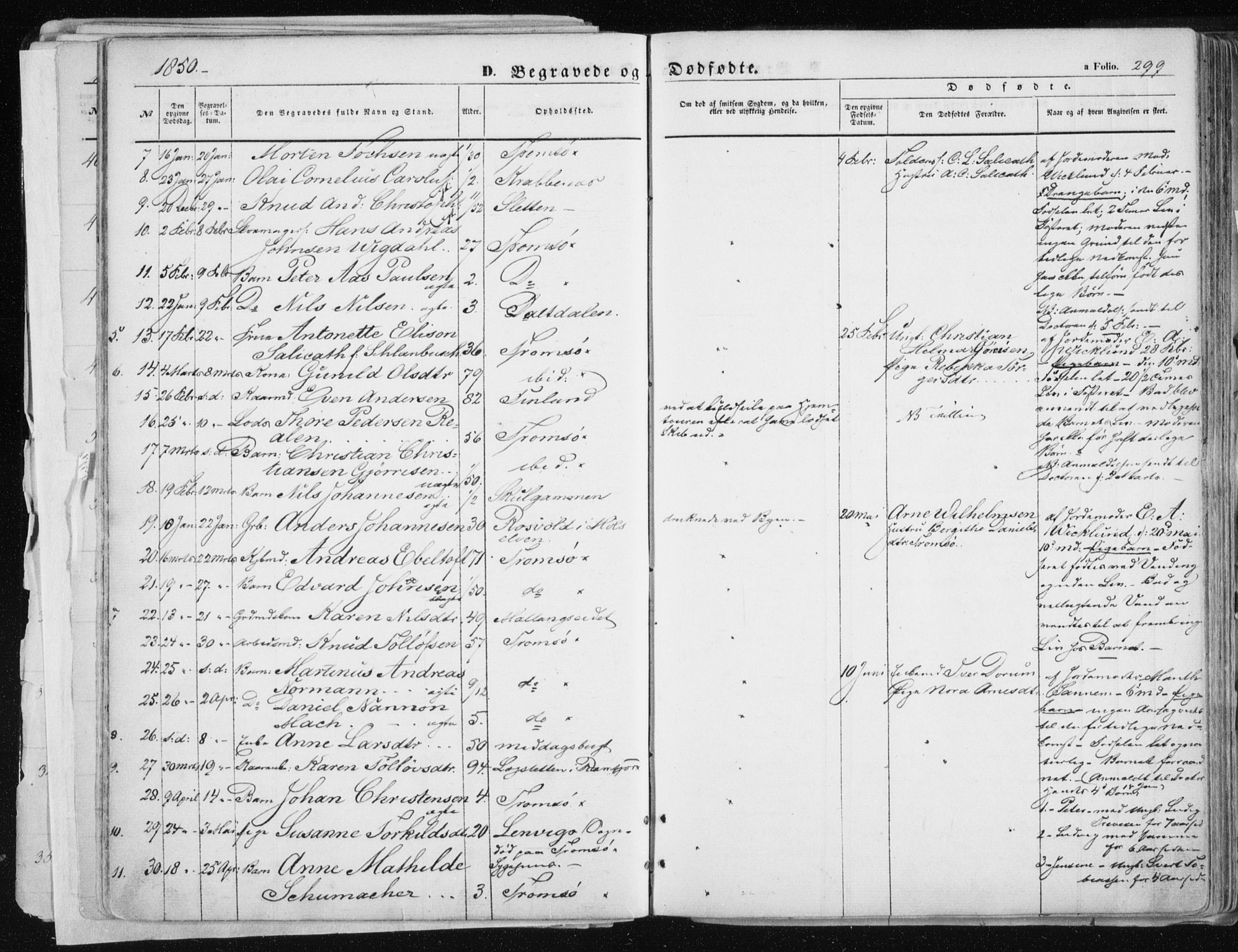 Tromsø sokneprestkontor/stiftsprosti/domprosti, SATØ/S-1343/G/Ga/L0010kirke: Parish register (official) no. 10, 1848-1855, p. 299