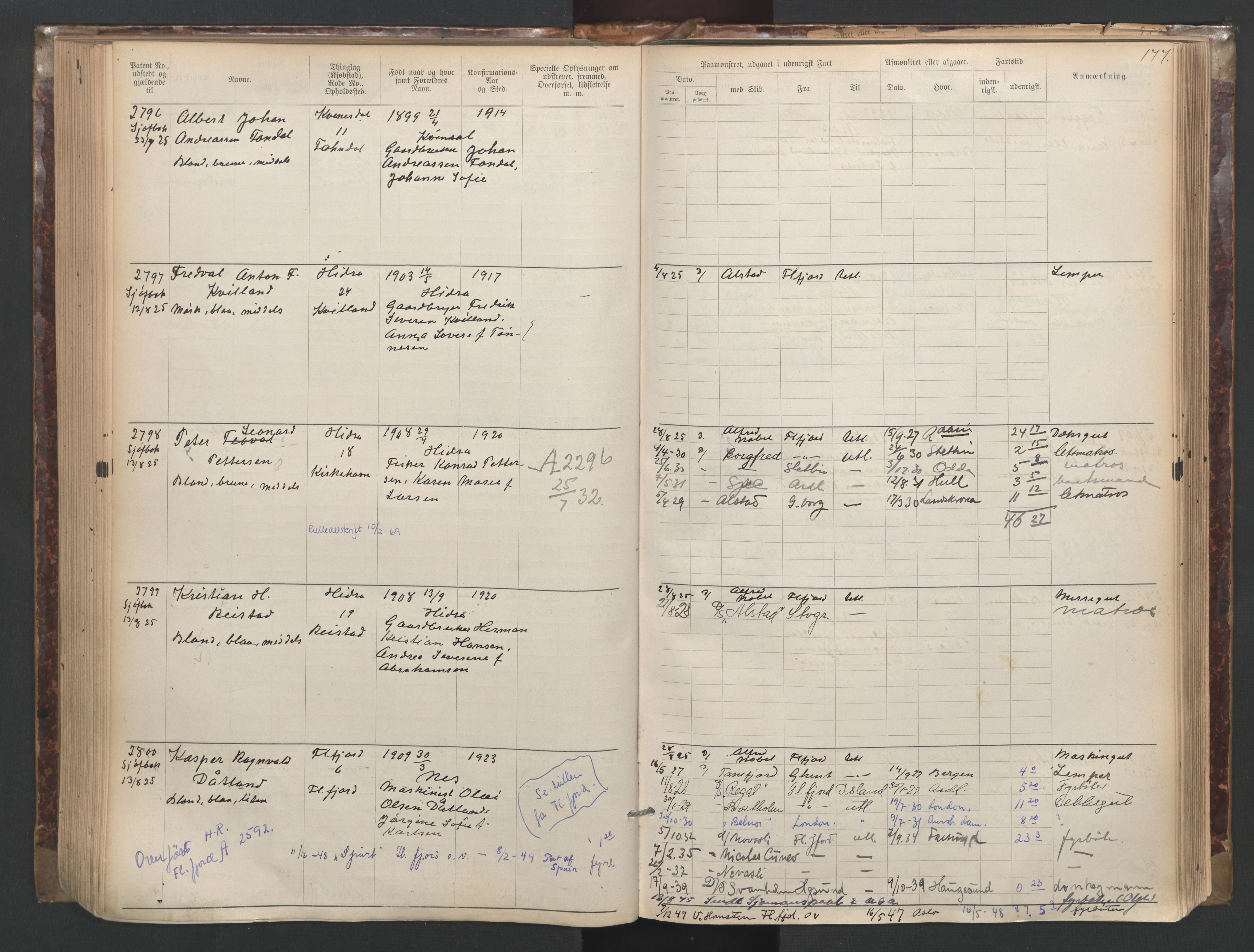 Flekkefjord mønstringskrets, SAK/2031-0018/F/Fa/L0003: Annotasjonsrulle nr 1921-2963 med register, N-3, 1892-1948, p. 209