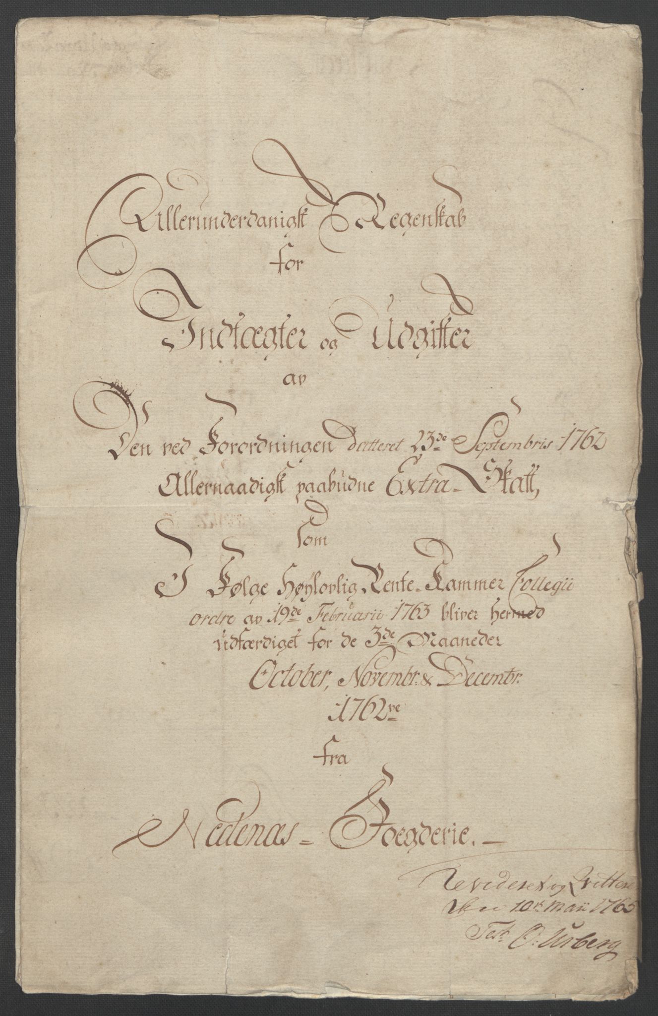 Rentekammeret inntil 1814, Reviderte regnskaper, Fogderegnskap, RA/EA-4092/R39/L2424: Ekstraskatten Nedenes, 1762-1767, p. 5
