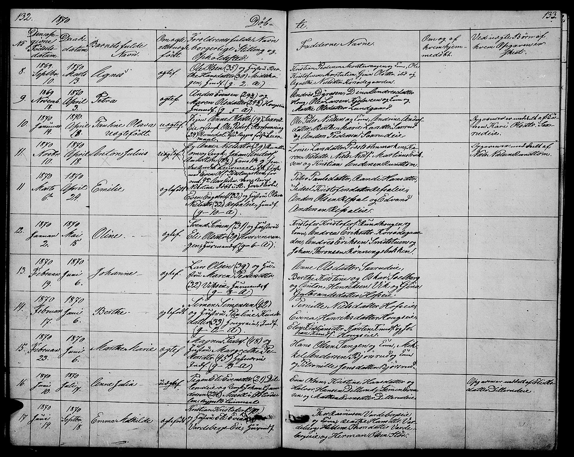 Stange prestekontor, AV/SAH-PREST-002/L/L0005: Parish register (copy) no. 5, 1861-1881, p. 132-133