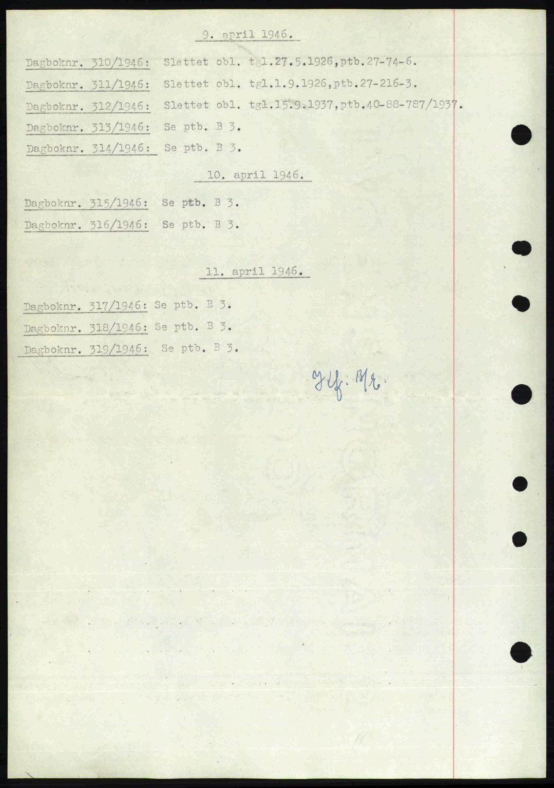 Nedenes sorenskriveri, SAK/1221-0006/G/Gb/Gba/L0054: Mortgage book no. A6c, 1946-1946, Diary no: : 310/1946