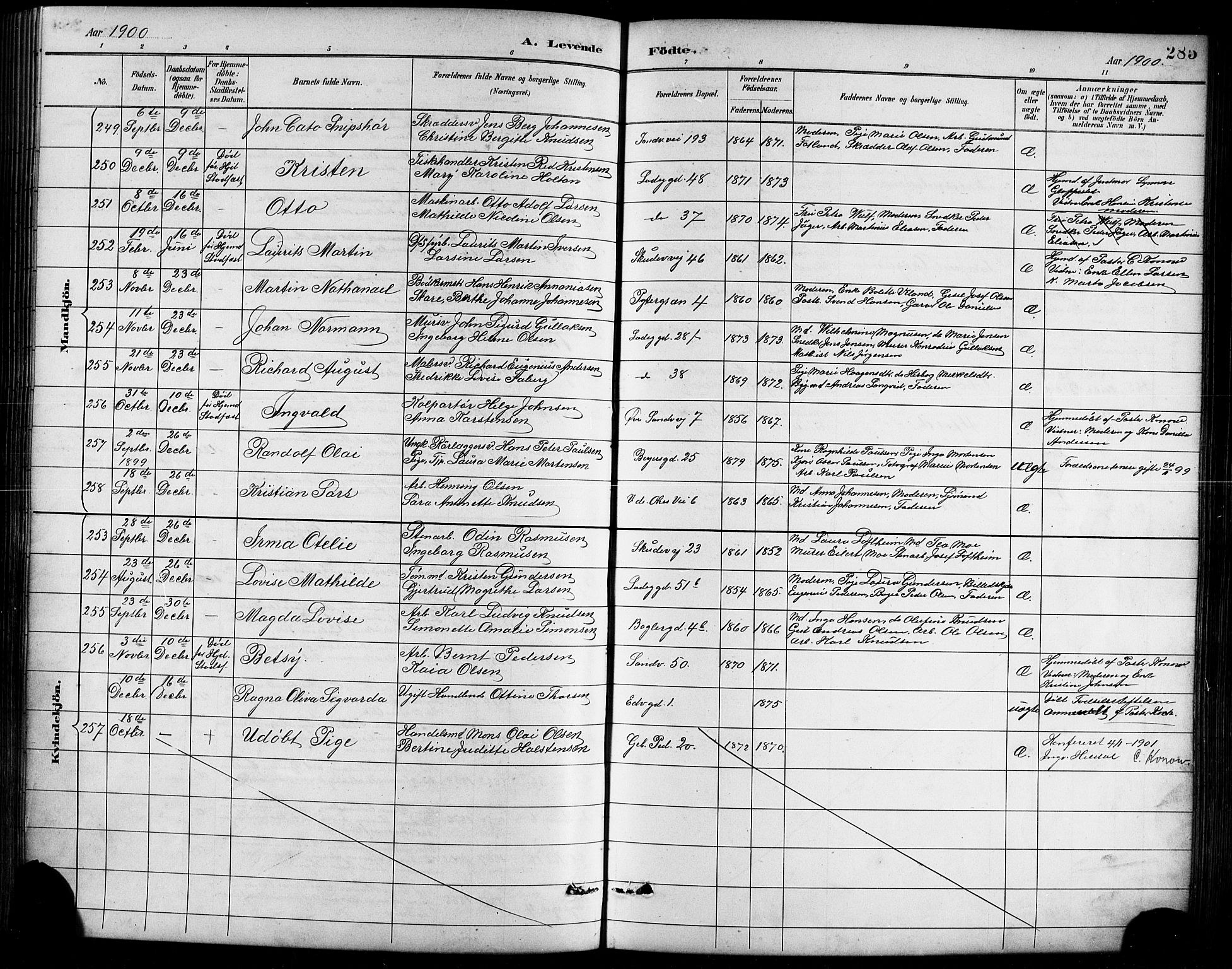 Sandviken Sokneprestembete, SAB/A-77601/H/Hb/L0002: Parish register (copy) no. A 3, 1888-1902, p. 285