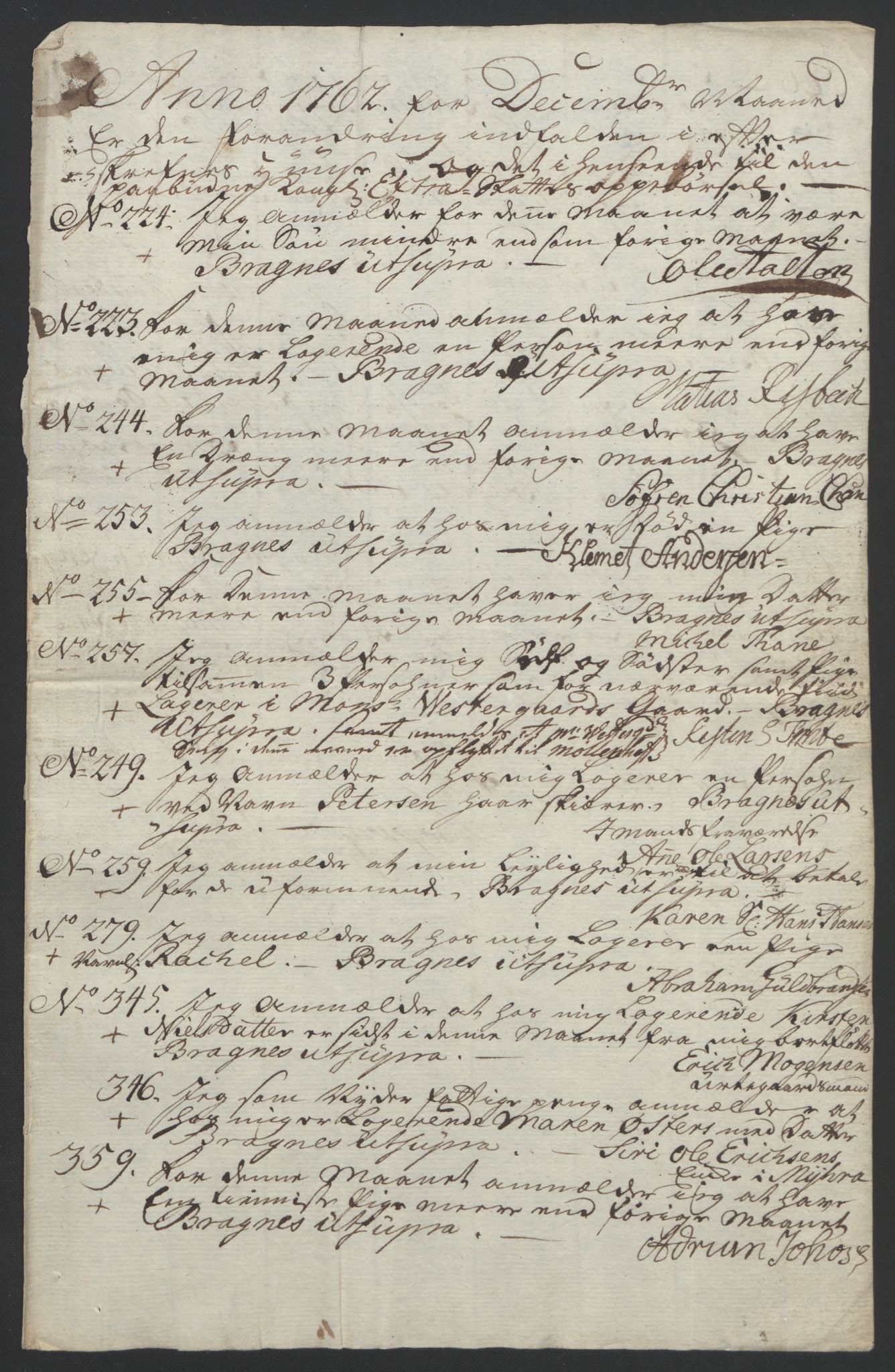 Rentekammeret inntil 1814, Reviderte regnskaper, Byregnskaper, AV/RA-EA-4066/R/Rf/L0119/0001: [F2] Kontribusjonsregnskap / Ekstraskatt, 1762-1767, p. 60