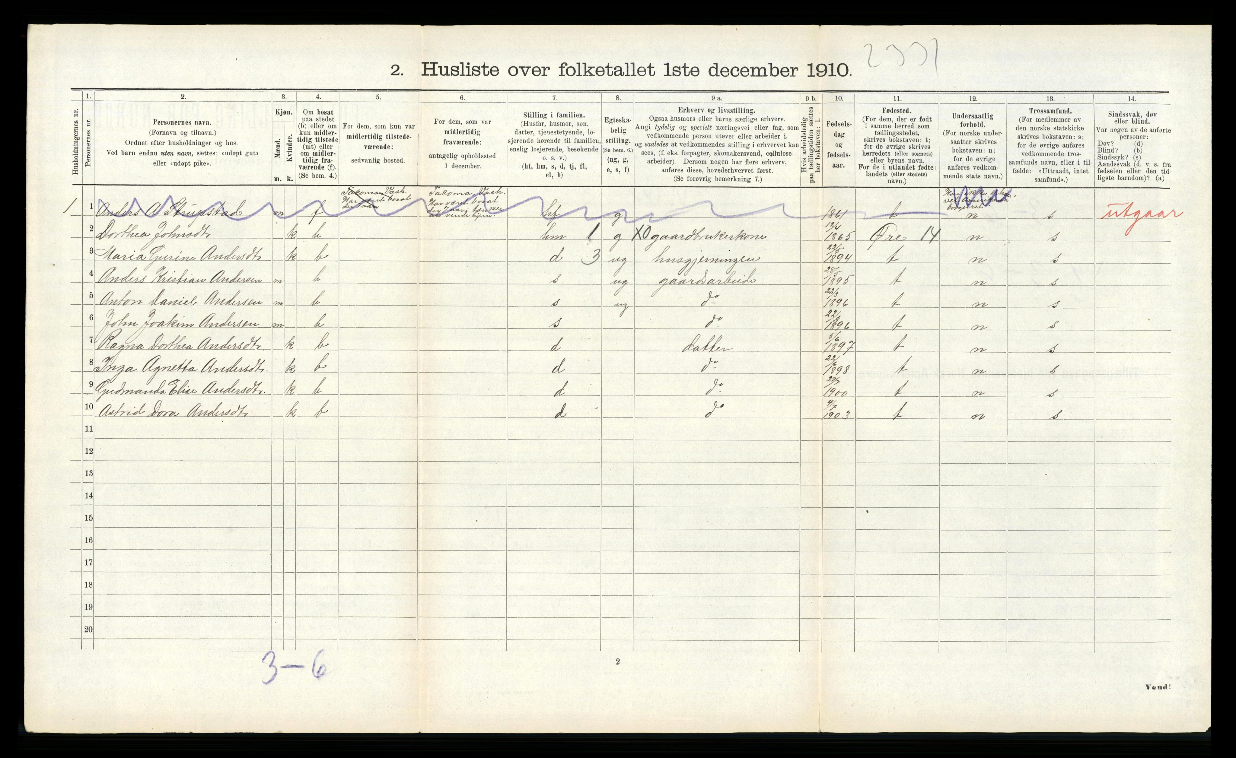 RA, 1910 census for Tingvoll, 1910, p. 604