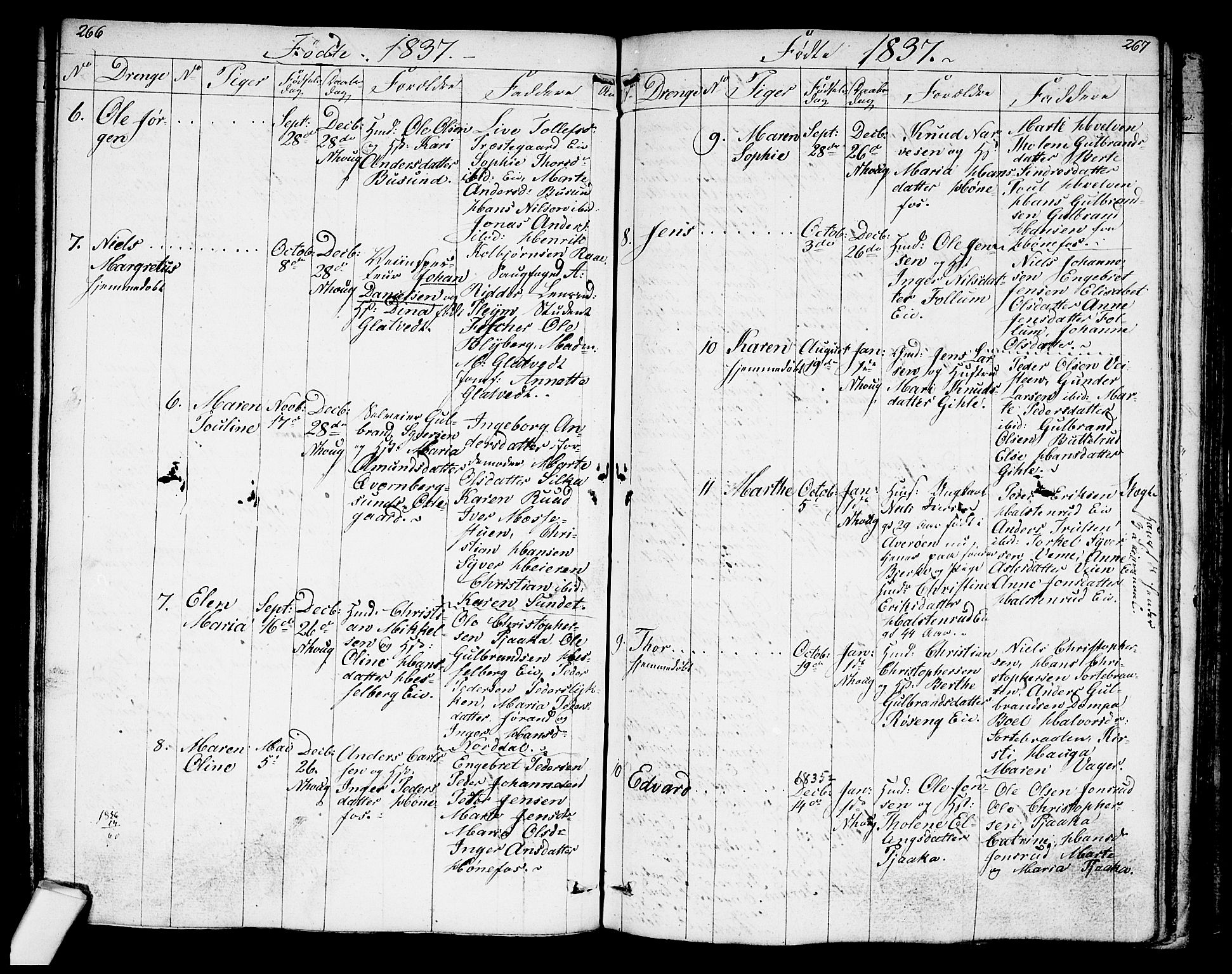 Norderhov kirkebøker, AV/SAKO-A-237/G/Ga/L0004: Parish register (copy) no. I 4, 1824-1849, p. 266-267