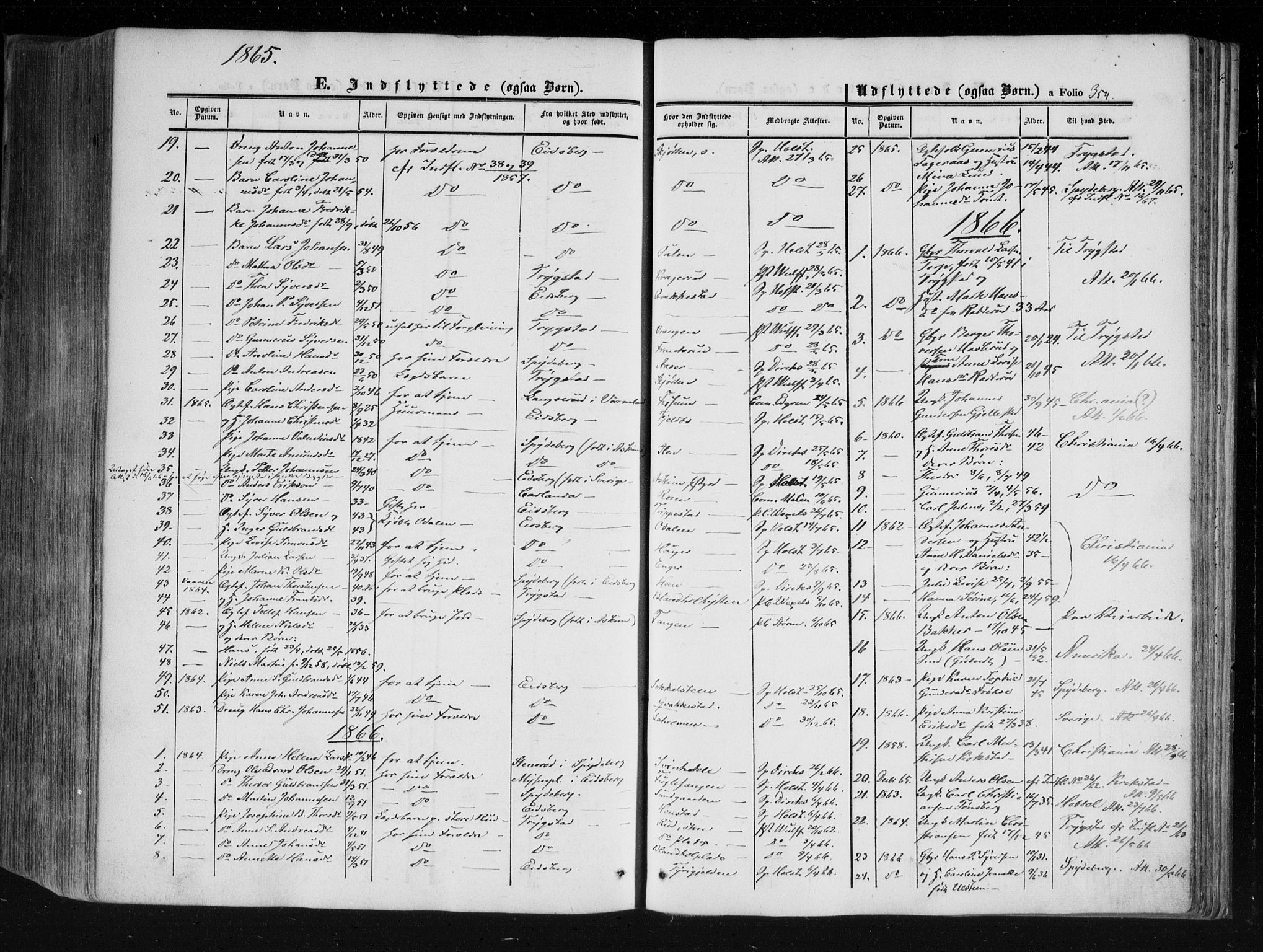 Askim prestekontor Kirkebøker, SAO/A-10900/F/Fa/L0005: Parish register (official) no. 5, 1847-1879, p. 354