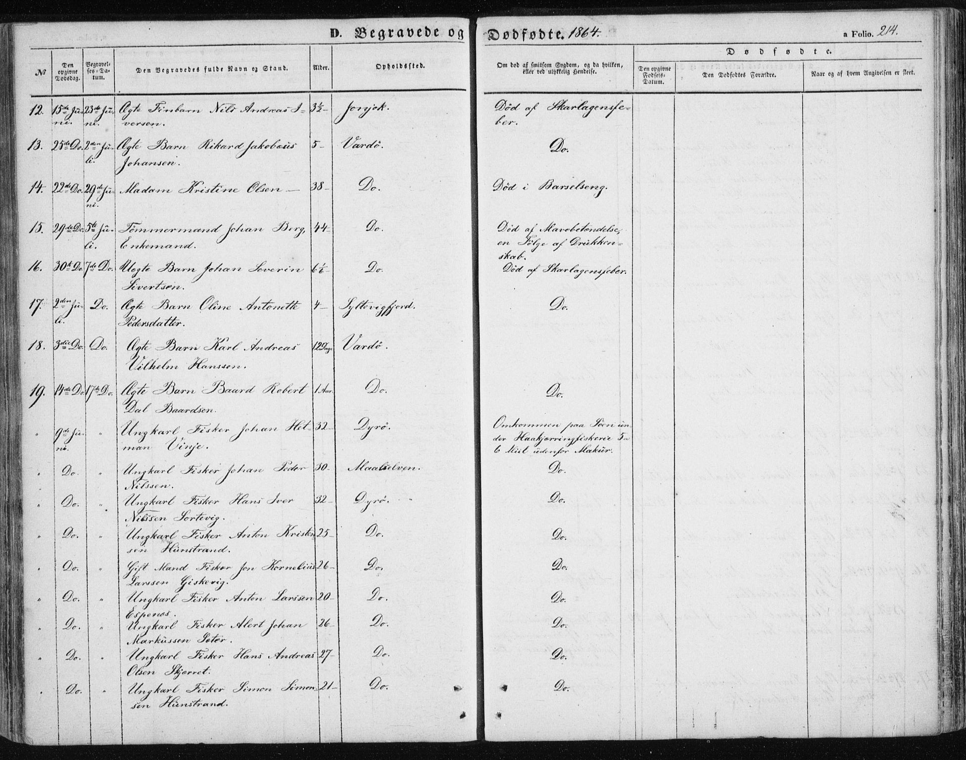 Vardø sokneprestkontor, SATØ/S-1332/H/Ha/L0004kirke: Parish register (official) no. 4, 1862-1871, p. 214