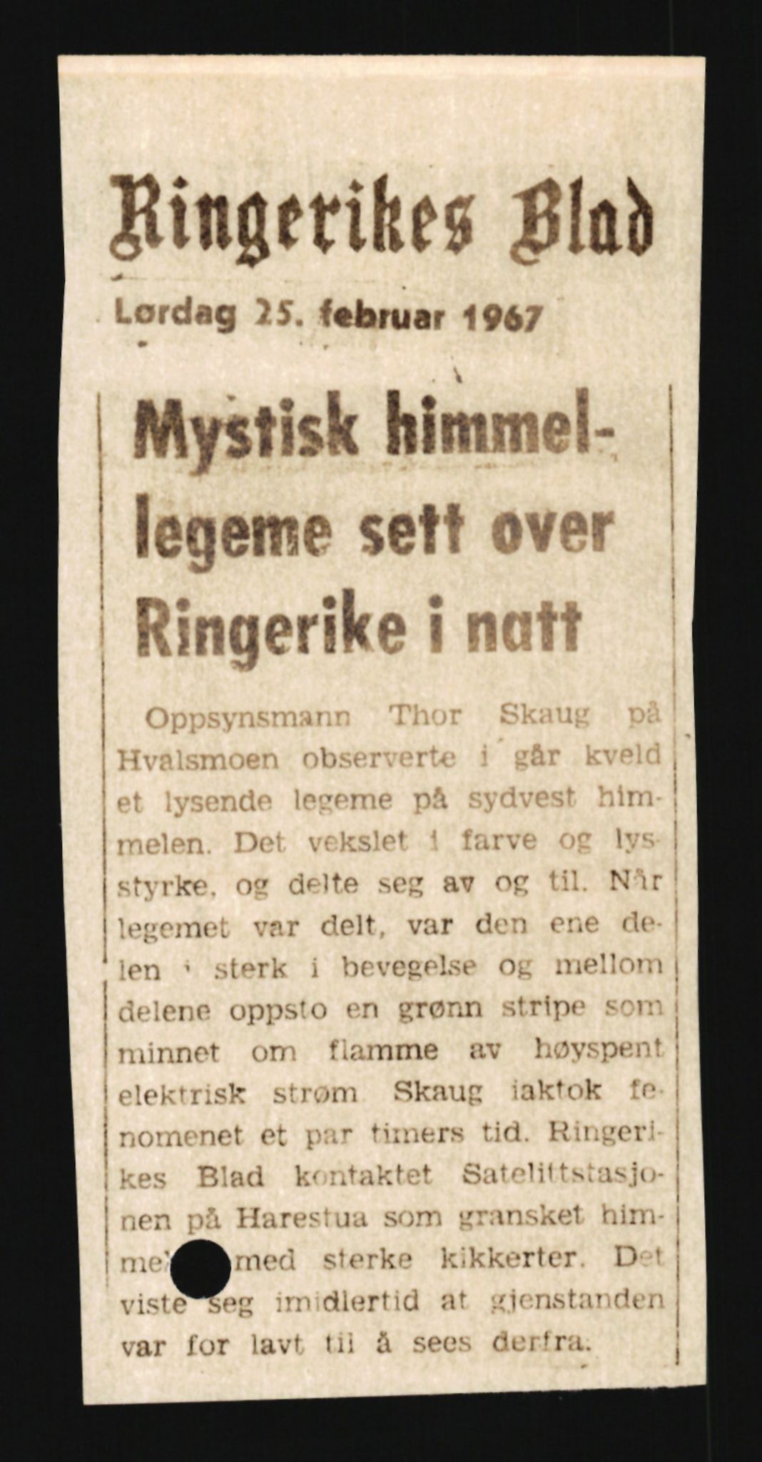 Forsvaret, Luftforsvarets overkommando/Luftforsvarsstaben, AV/RA-RAFA-2246/1/D/Da/L0124/0001: -- / UFO OVER NORSK TERRITORIUM, 1954-1970, p. 201