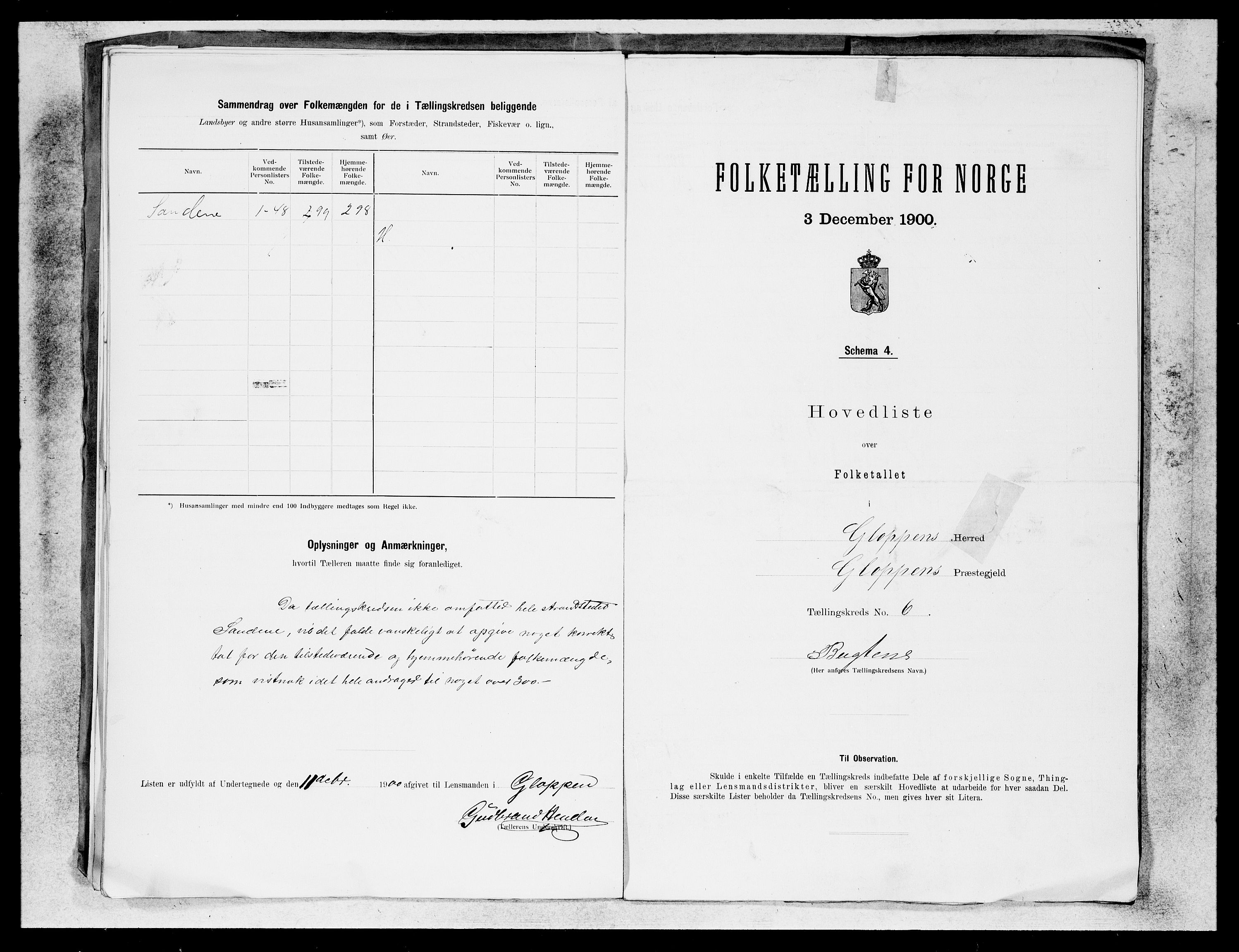 SAB, 1900 census for Gloppen, 1900, p. 11